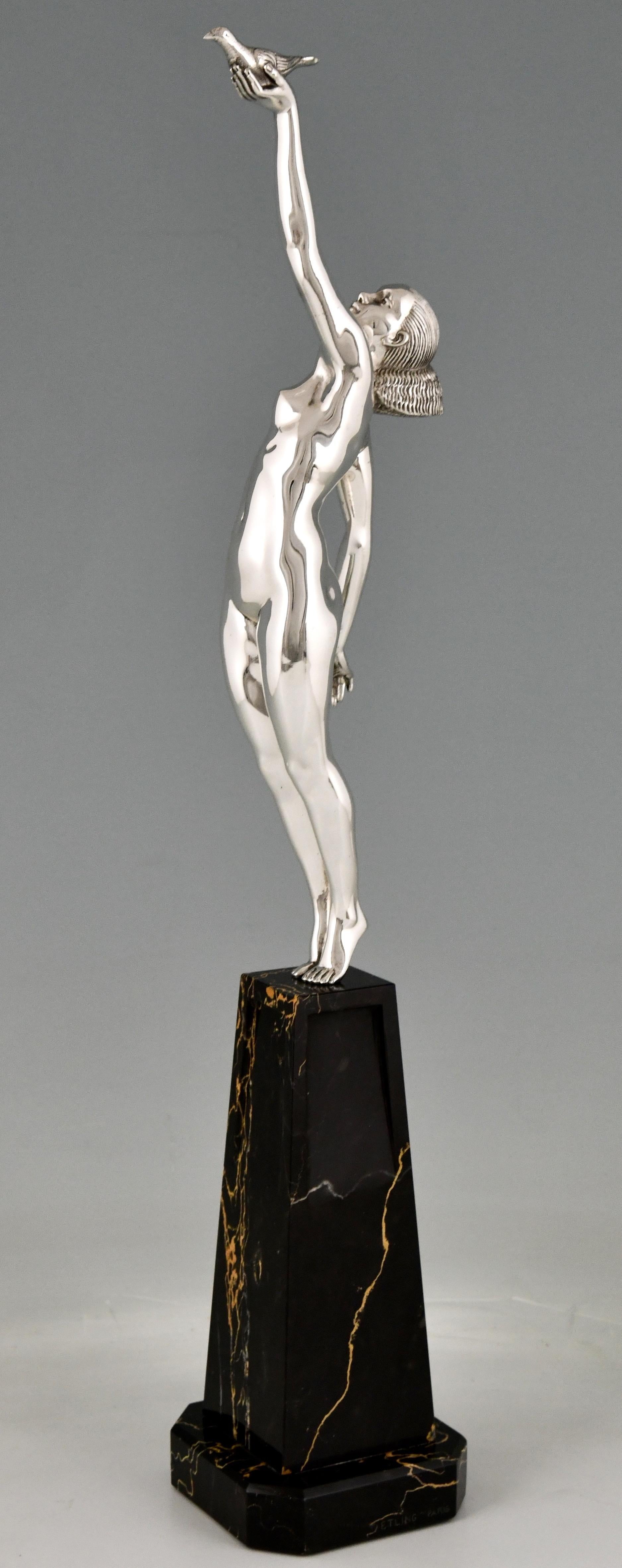 art deco nude with dove