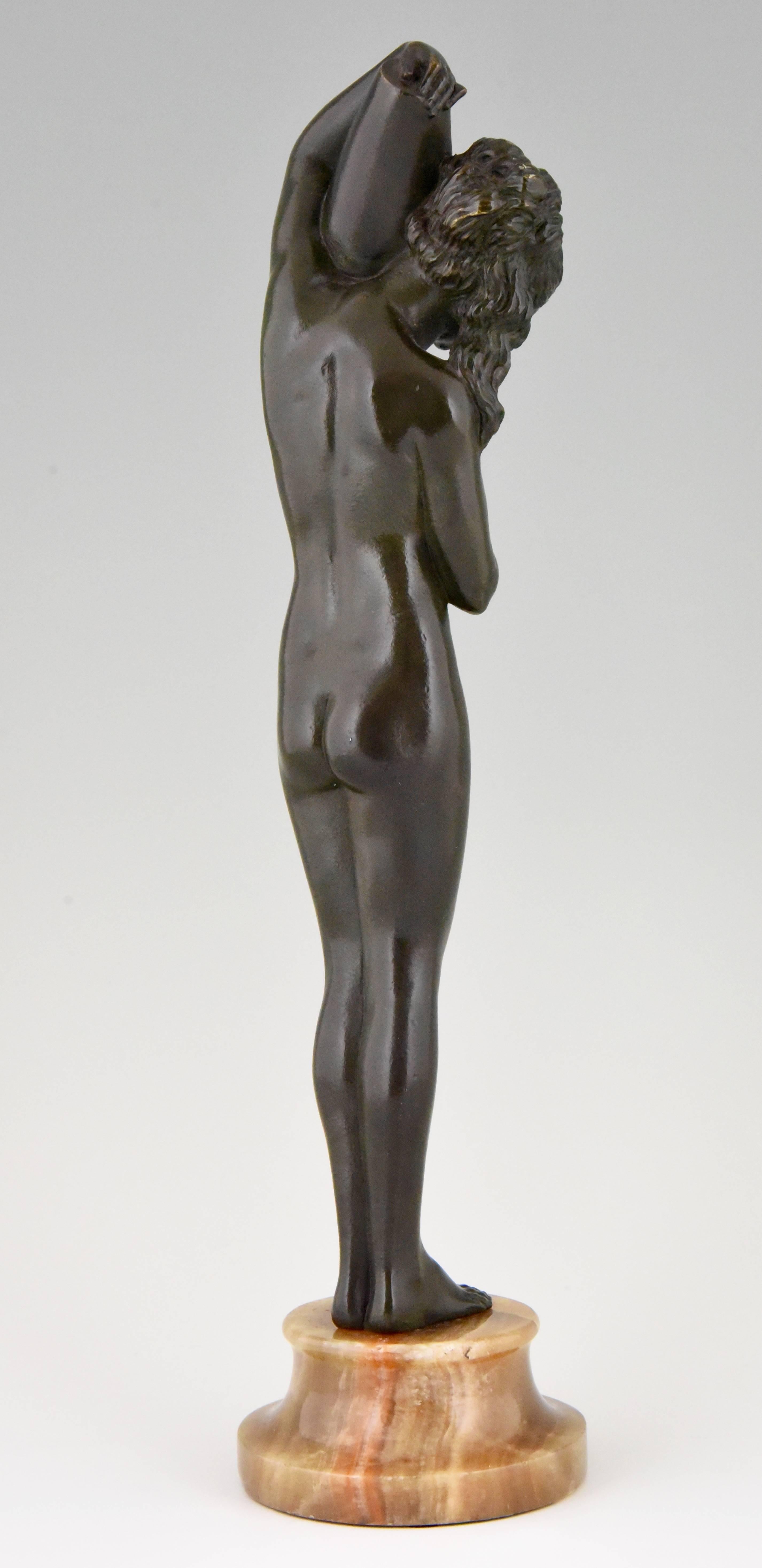 20th Century Art Deco Bronze Sculpture of a Nude with Jar Raymonde Guerbe Attributed, France
