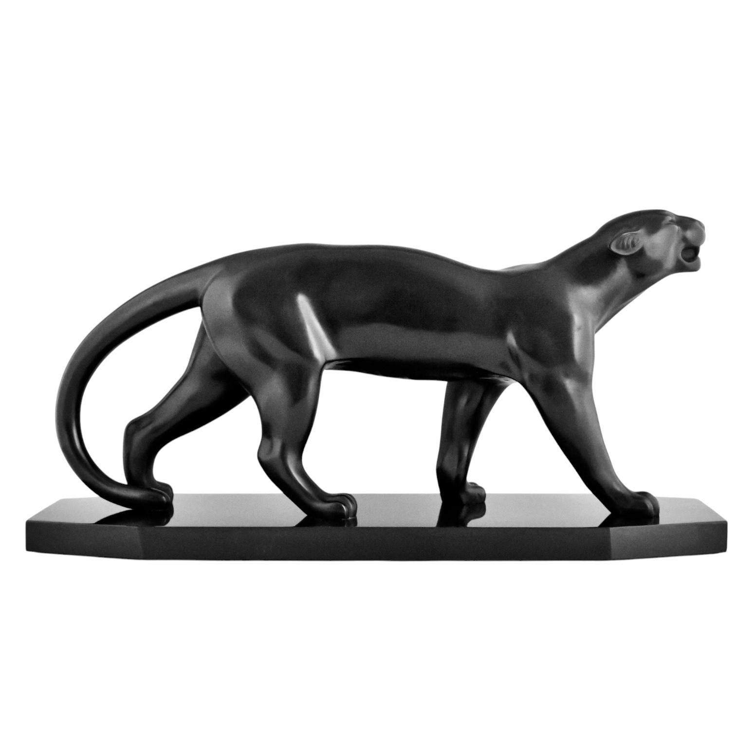 Scultura in bronzo Art Deco di una pantera di Bracquemond & Etling Paris 1930 In condizioni buone in vendita a Antwerp, BE