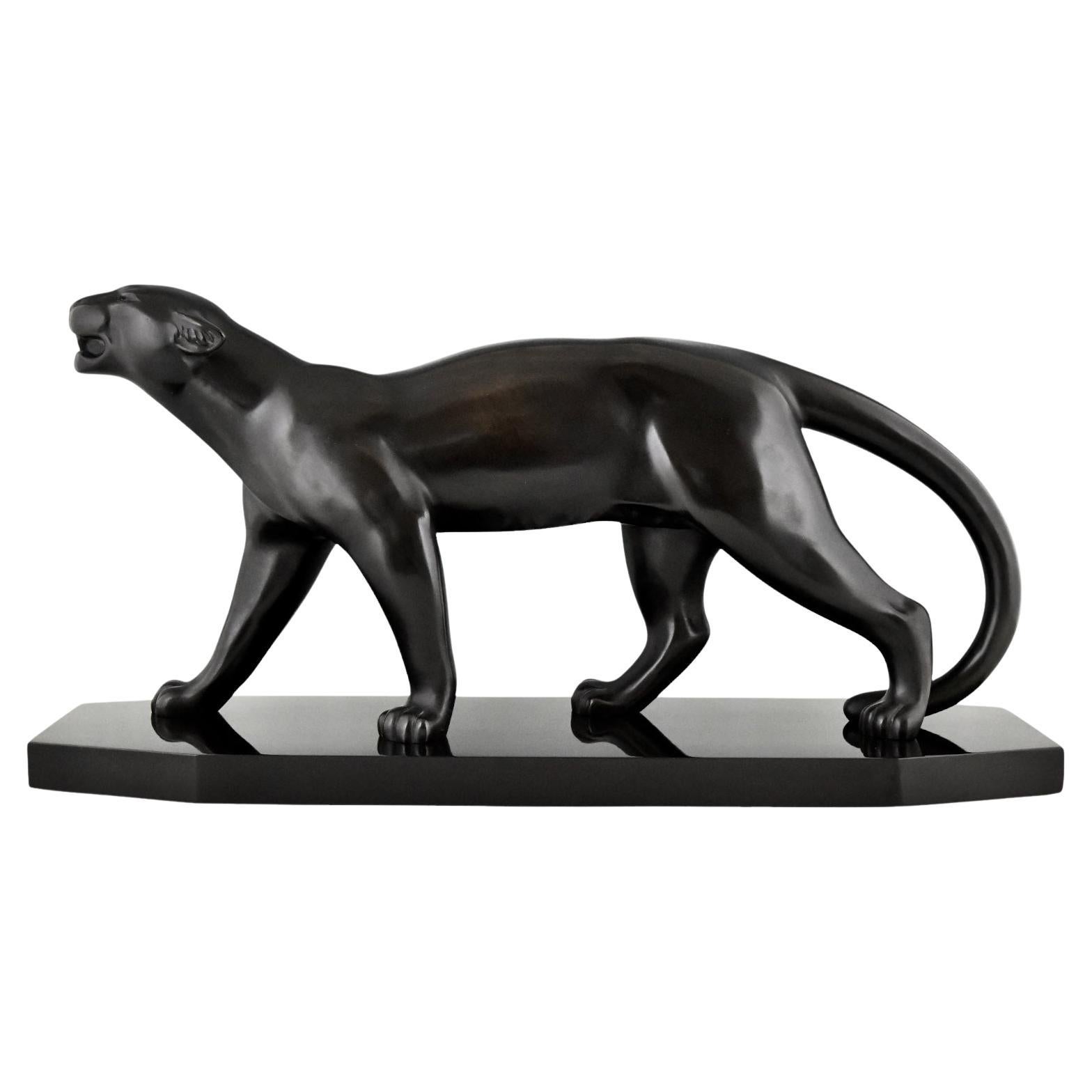 Art Deco Bronze Sculpture of a Panther by Bracquemond & Etling Paris 1930