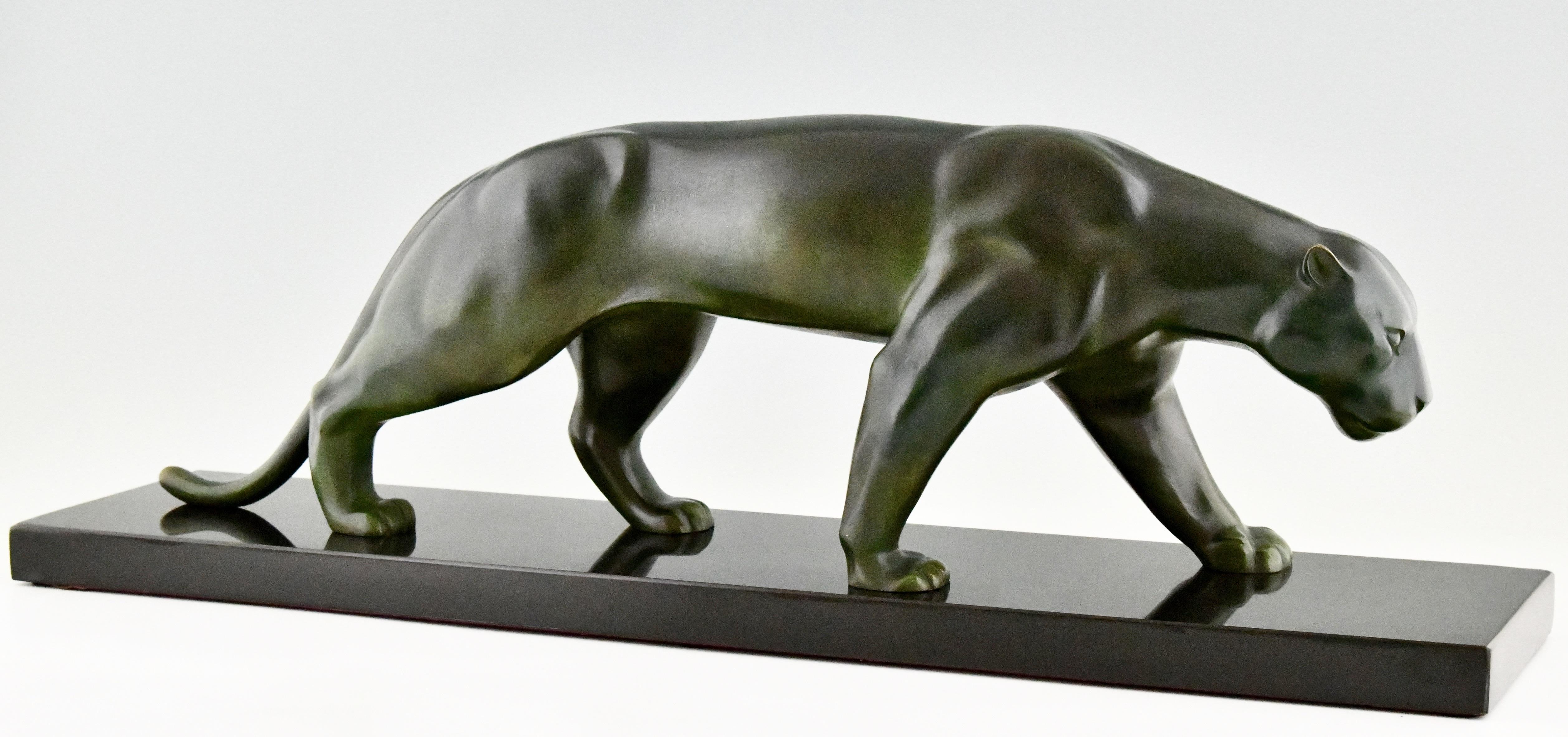 French Art Deco Bronze Sculpture of a Panther by Matthias Gonzales, France, 1930