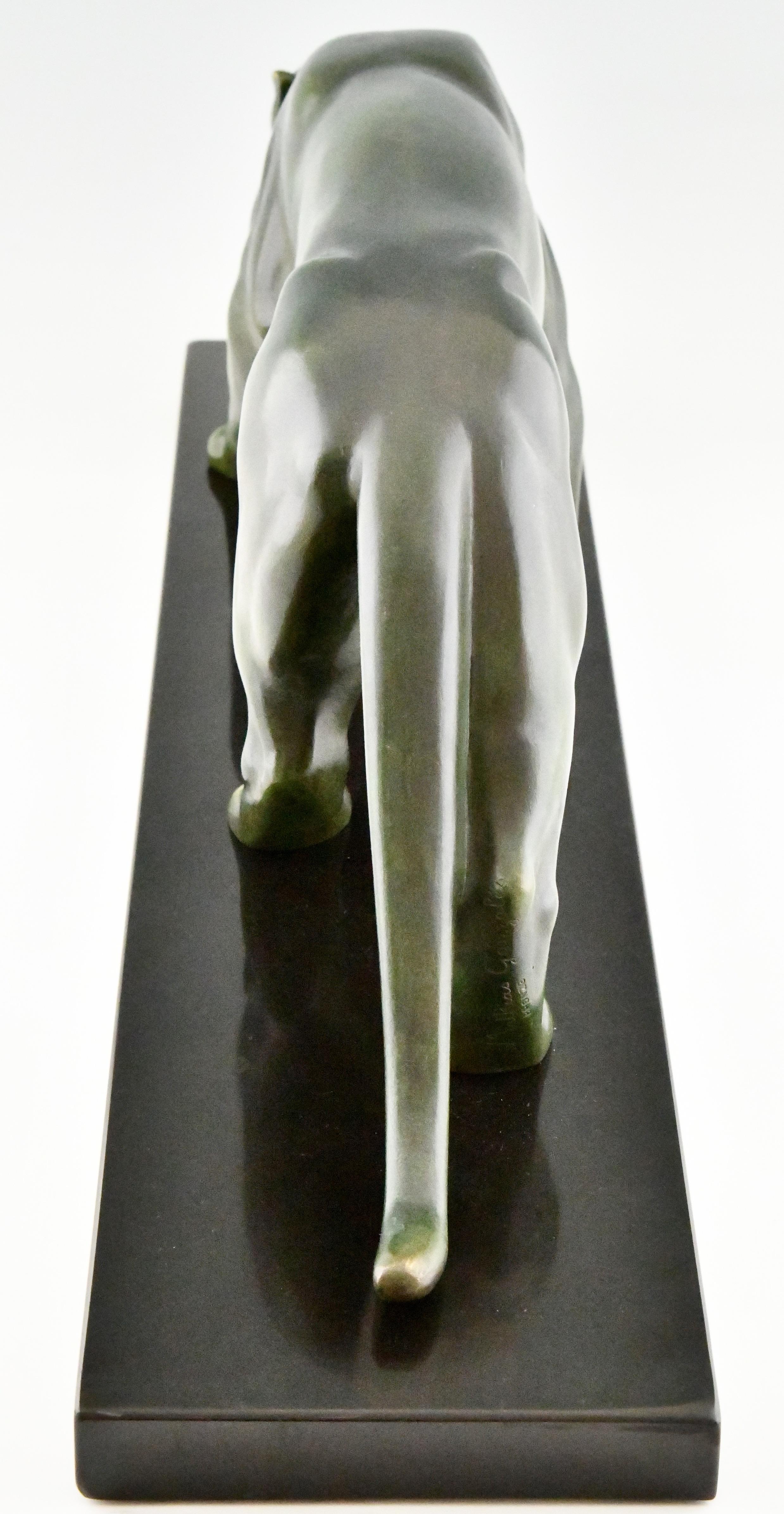 Mid-20th Century Art Deco Bronze Sculpture of a Panther by Matthias Gonzales, France, 1930