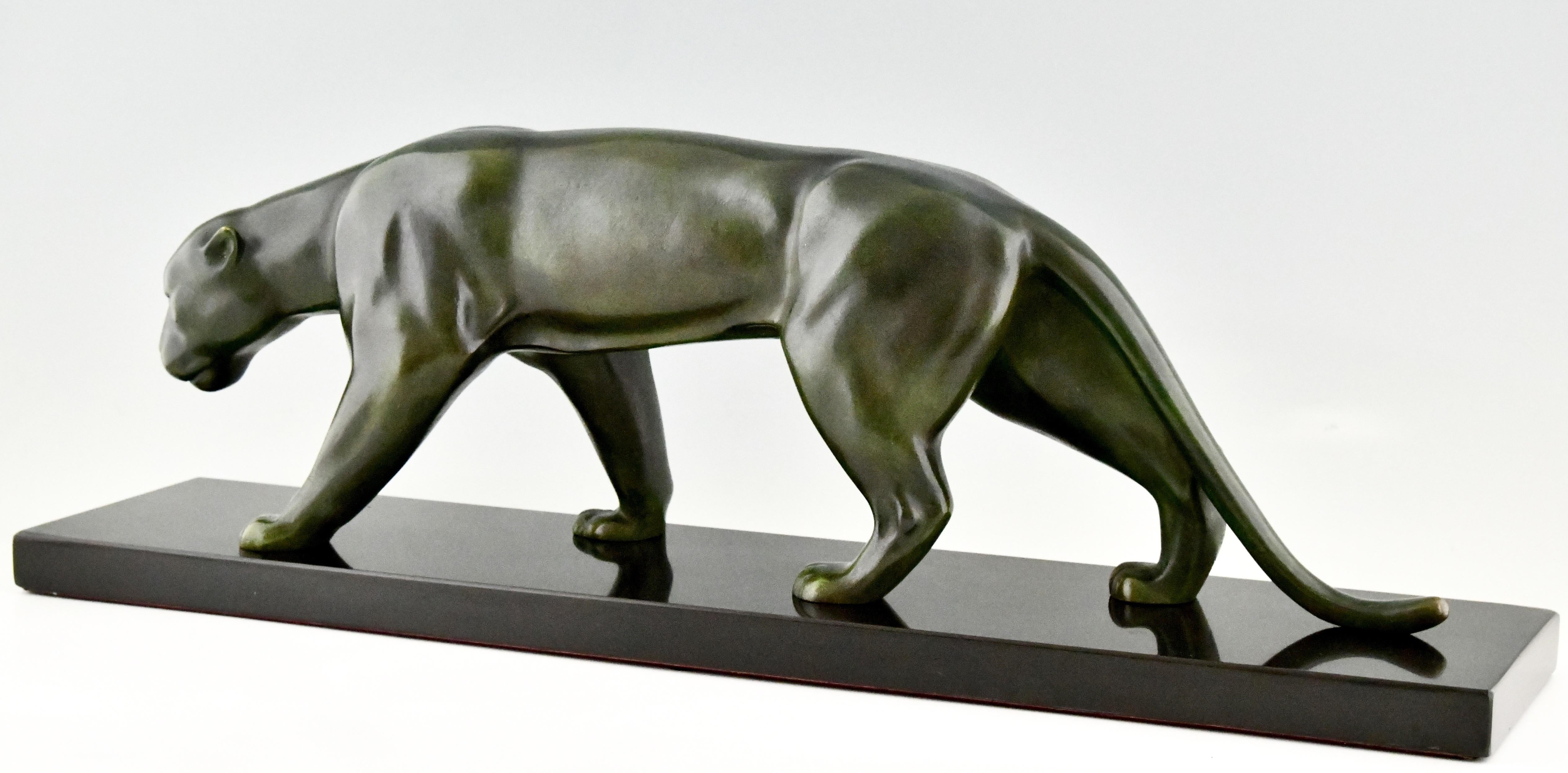 Art Deco Bronze Sculpture of a Panther by Matthias Gonzales, France, 1930 1