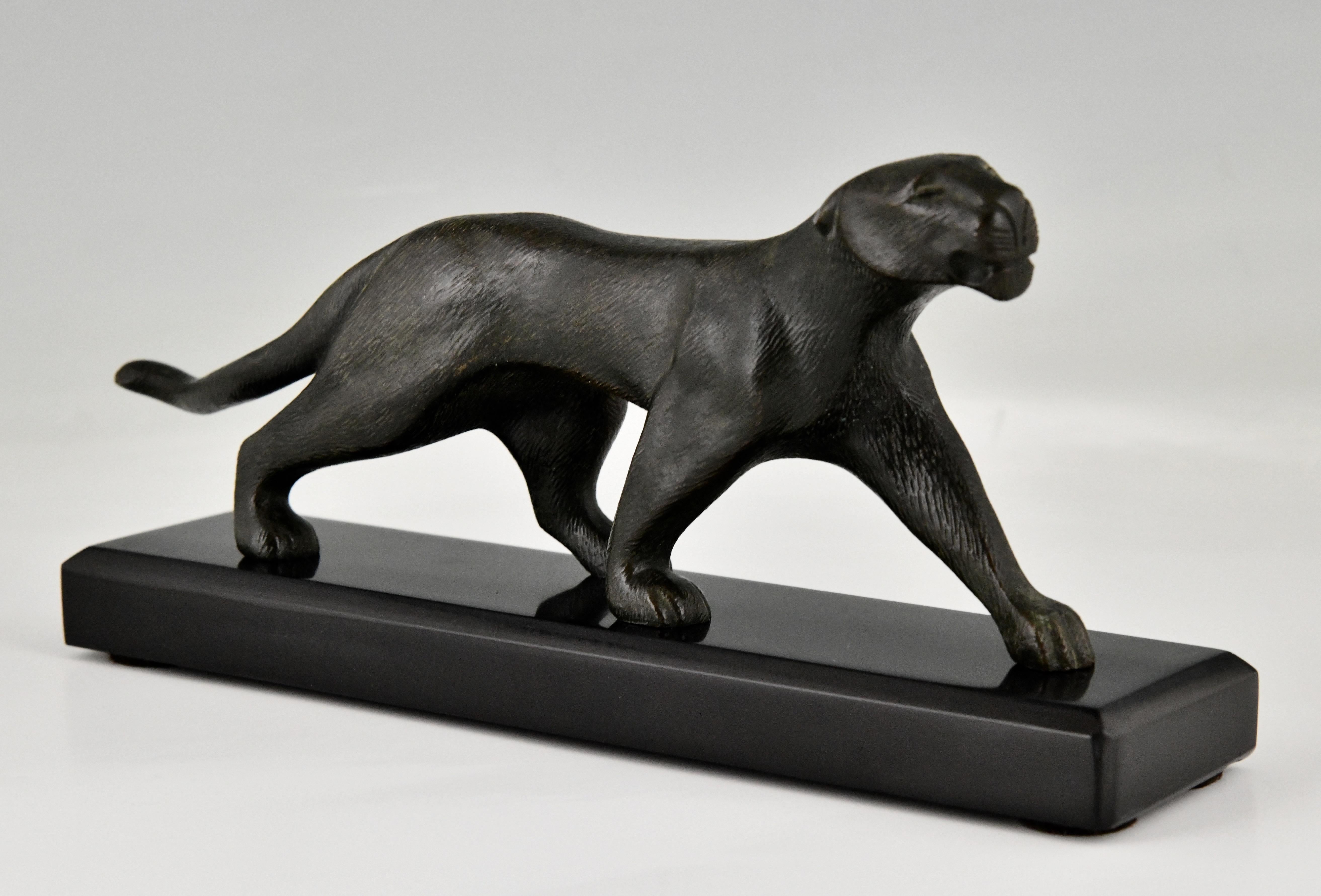 French Art Deco Bronze Sculpture of a Panther by Michel Decoux France 1930