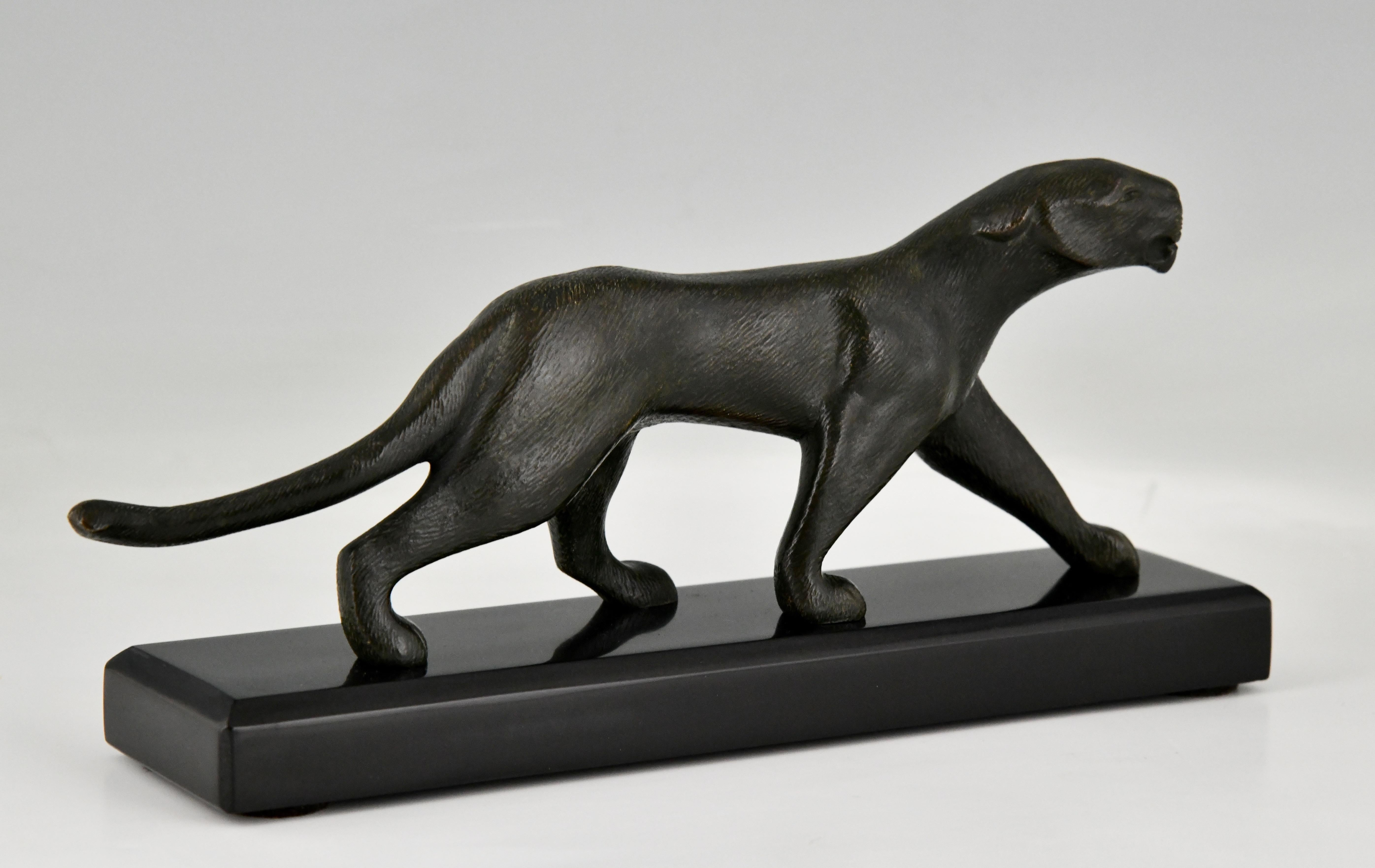 Art Deco Bronze Sculpture of a Panther by Michel Decoux France 1930 2