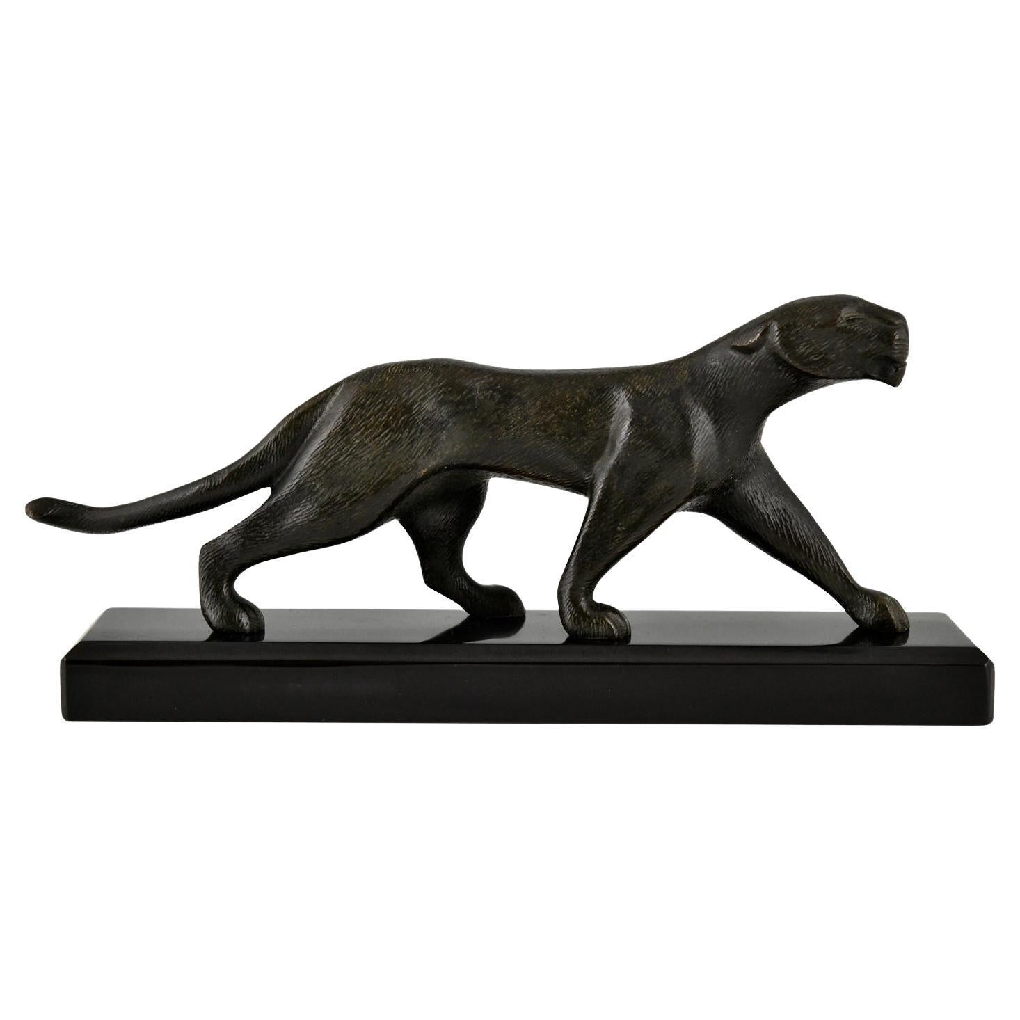 Art Deco Bronze Sculpture of a Panther by Michel Decoux France 1930