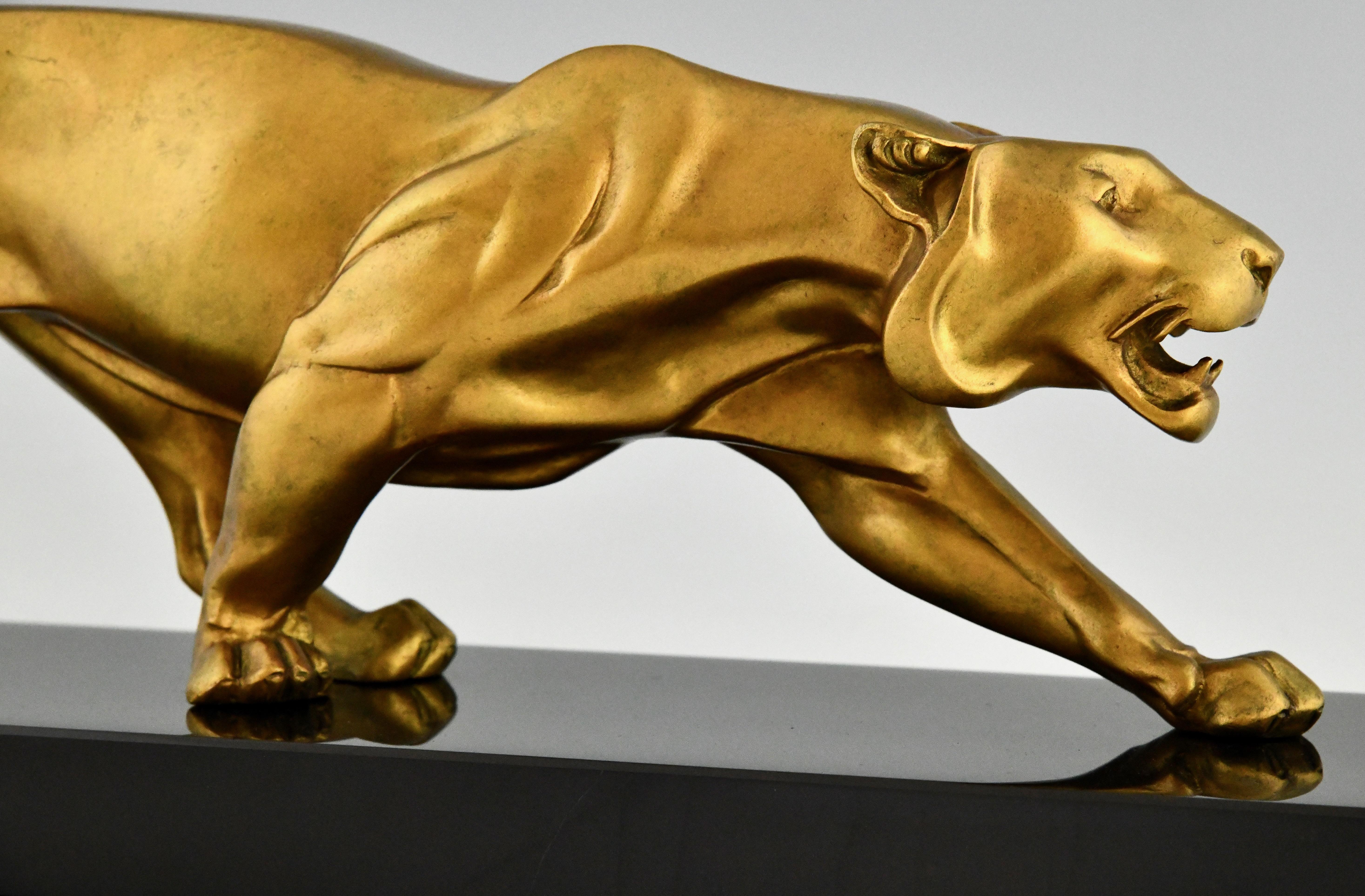 Art Deco bronze sculpture of a panther by Rulas France 1930 im Angebot 3