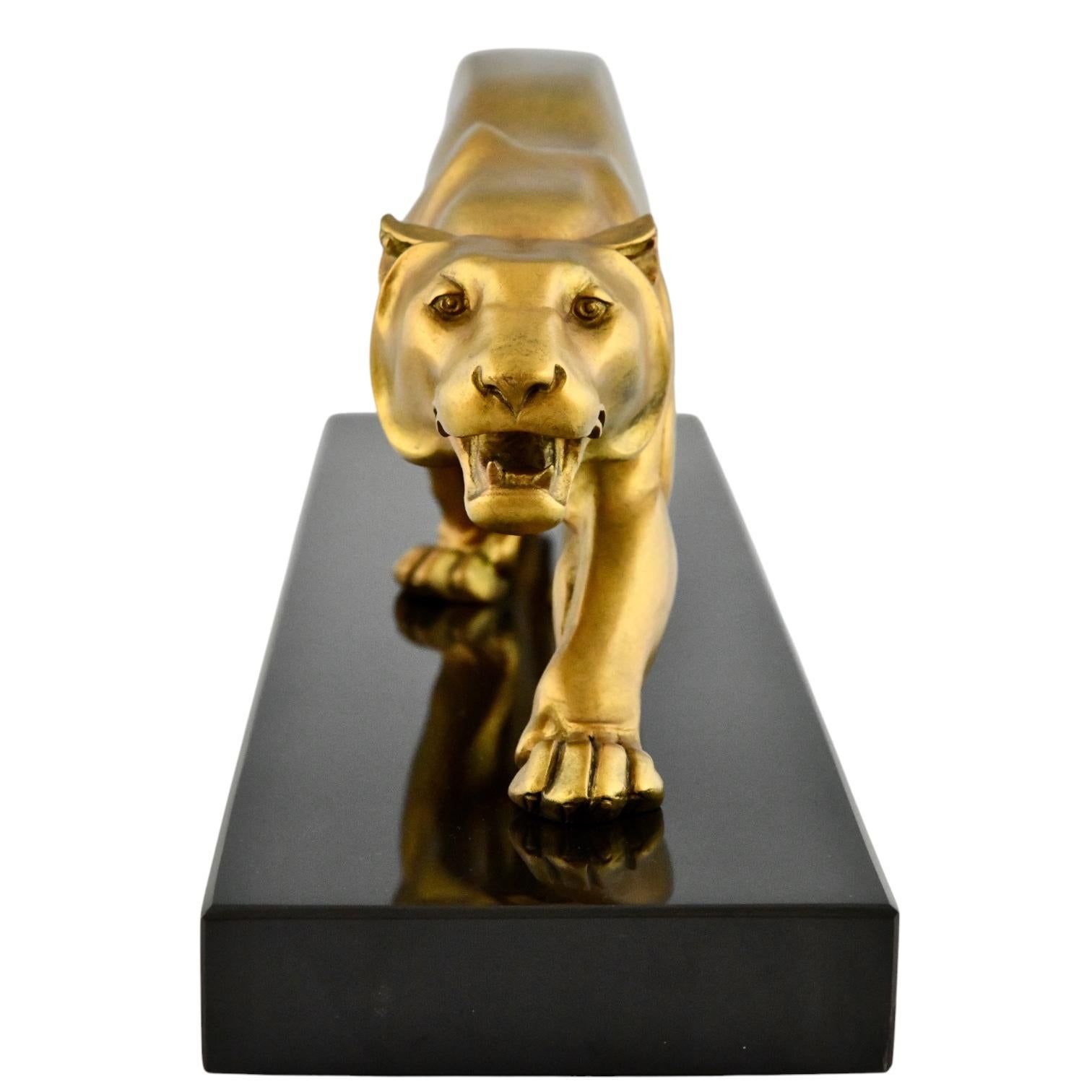 Art Deco bronze sculpture of a panther by Rulas France 1930 (Französisch) im Angebot