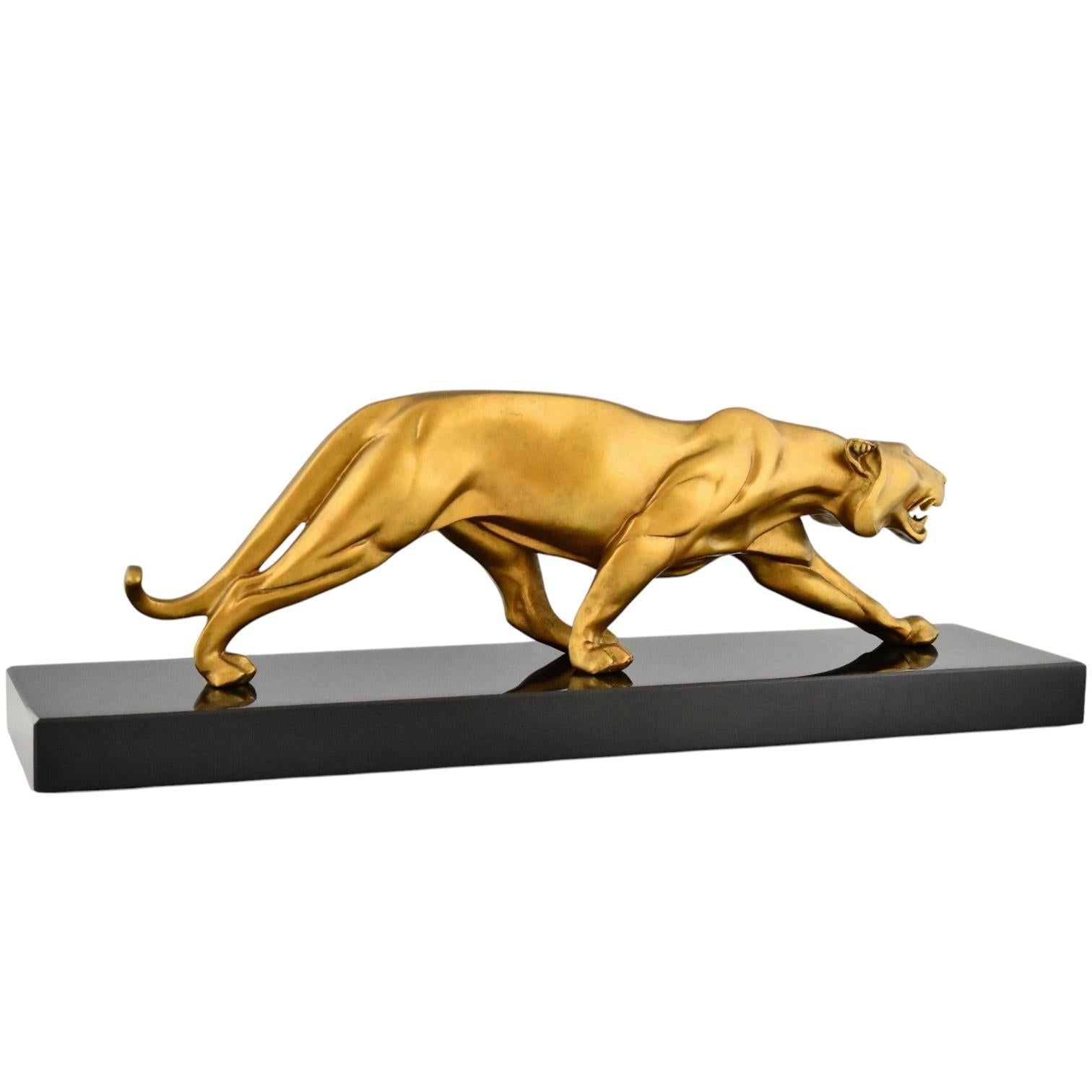 Art Deco bronze sculpture of a panther by Rulas France 1930 im Angebot 2