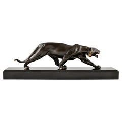 Art Deco Bronze Sculpture of a Panther by Rulas, France, 1930