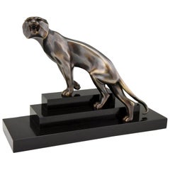 Art Deco Bronze Sculpture of a Panther Georges Lavroff, 1925