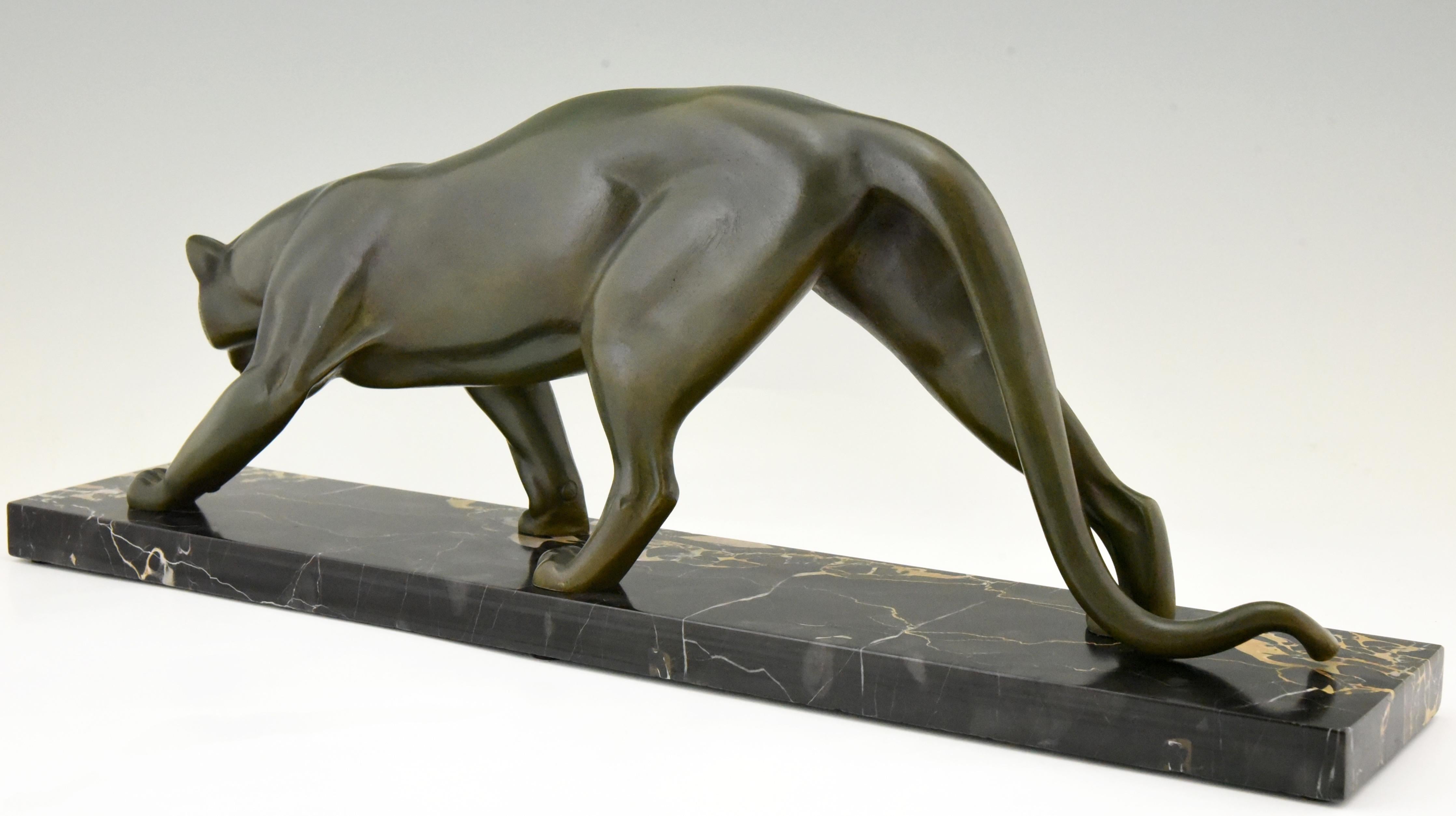 Art Deco Bronze Sculpture of a Panther Irenee Rochard, 1930, France 1