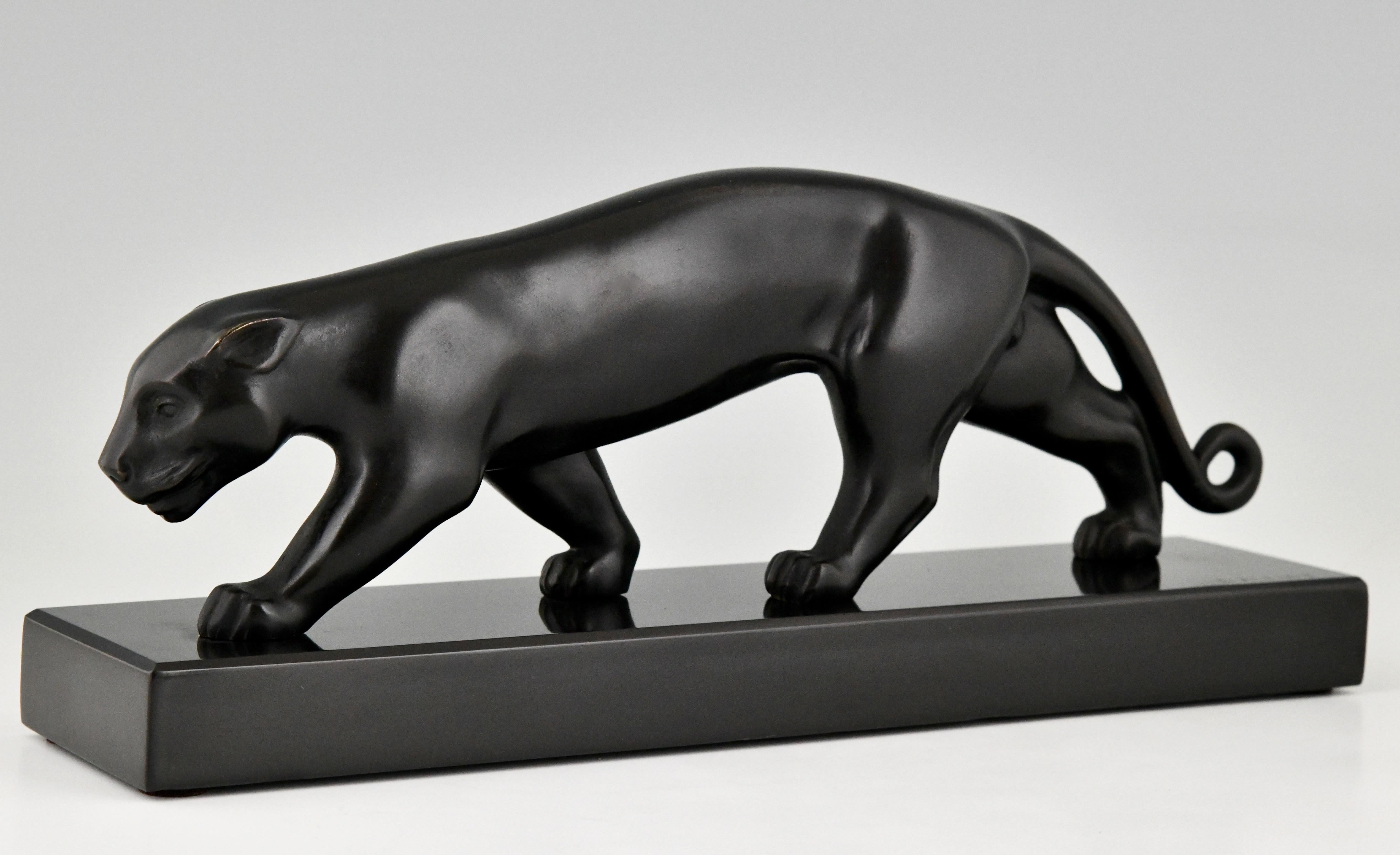 Art Deco Bronze Sculpture of a Panther Lucien Alliot, France, 1925 In Good Condition In Antwerp, BE