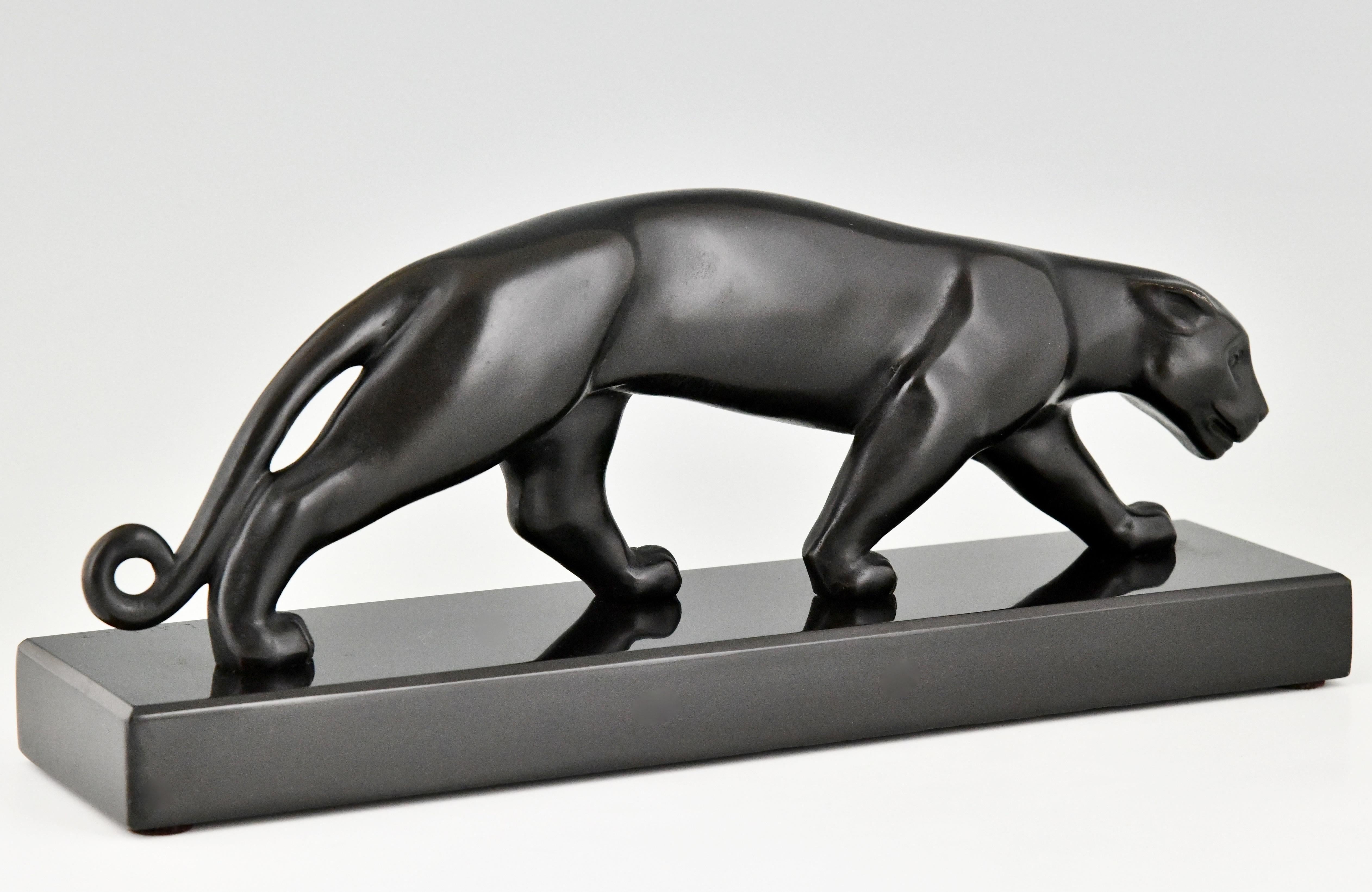 Art Deco Bronze Sculpture of a Panther Lucien Alliot, France, 1925 3