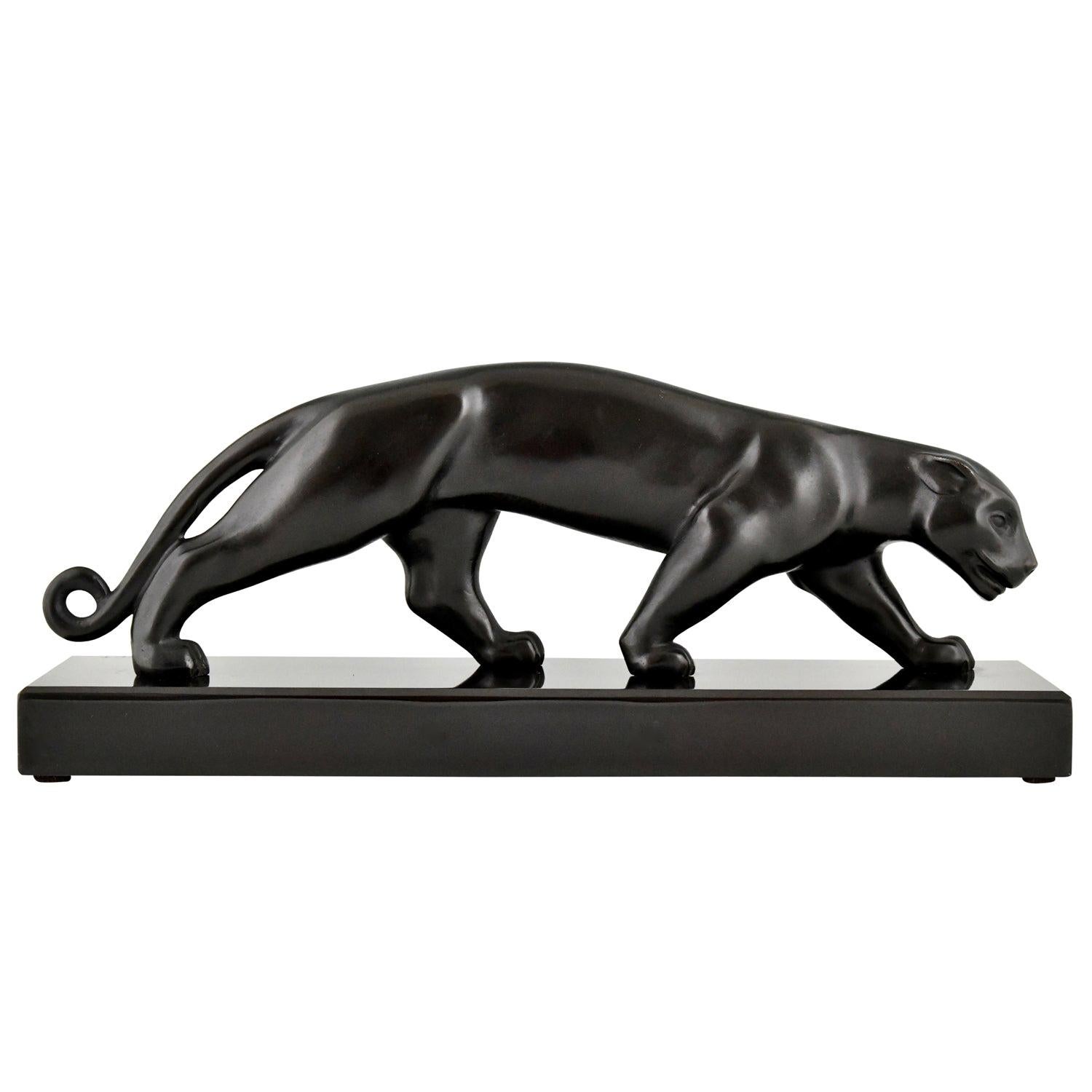 Art Deco Bronze Sculpture of a Panther Lucien Alliot, France, 1925