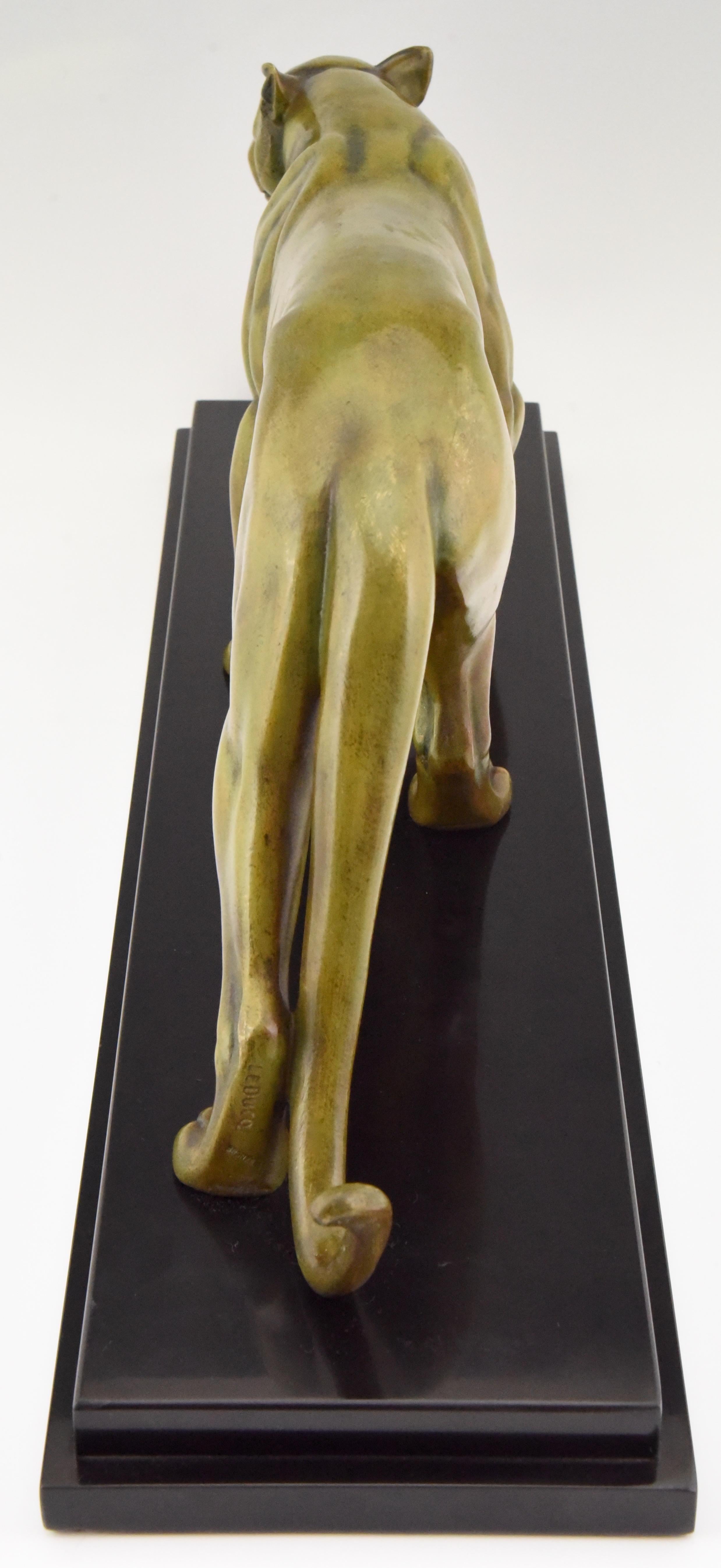 Art Deco Bronze Sculpture of a Panther M. Leducq, France, 1930 2