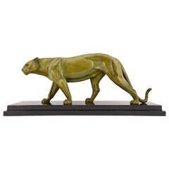 Art Deco Bronze Sculpture of a Panther M. Leducq, France, 1930