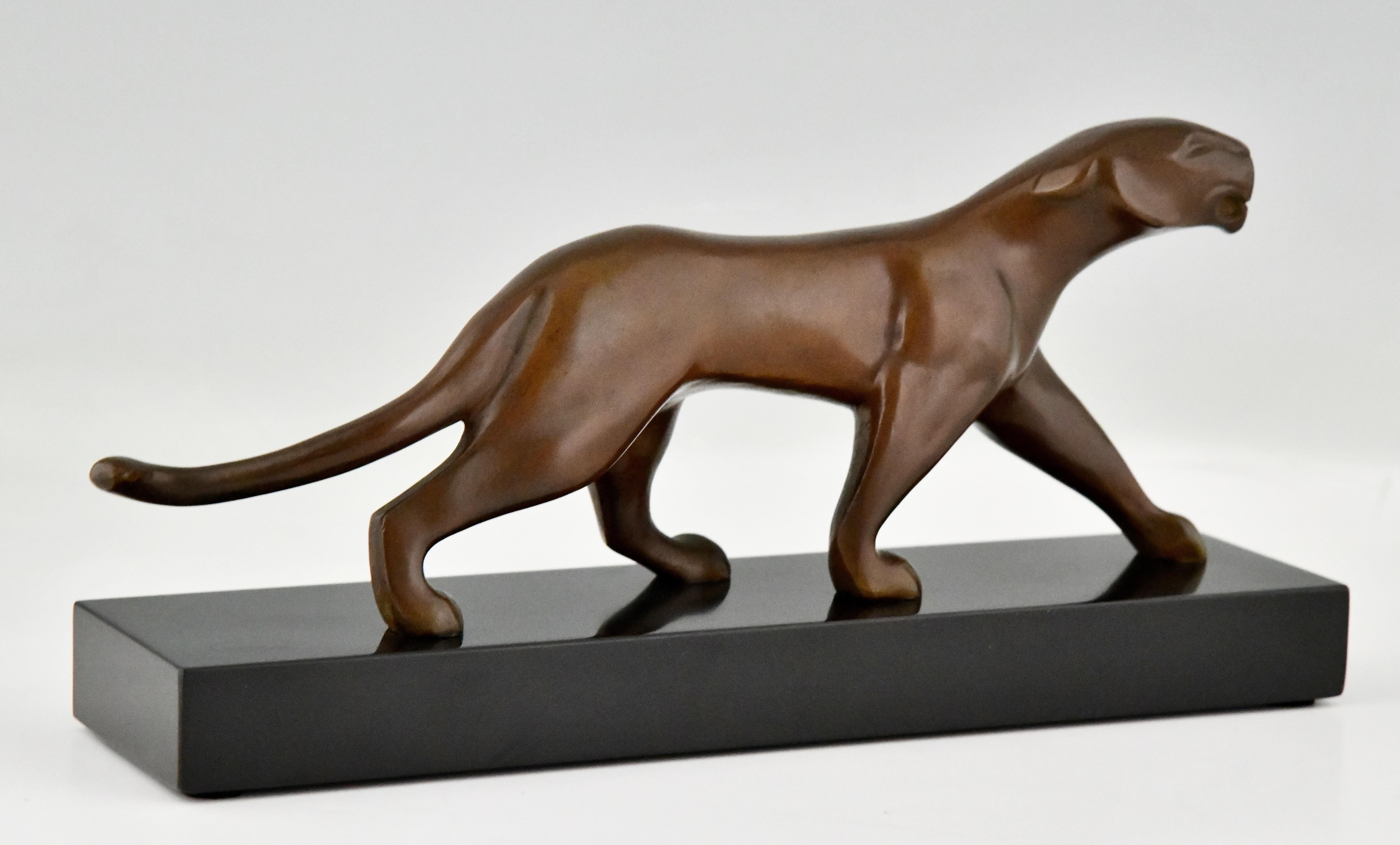 Art Deco Bronze Sculpture of a Panther Signed by Michel Decoux, 1930 4
