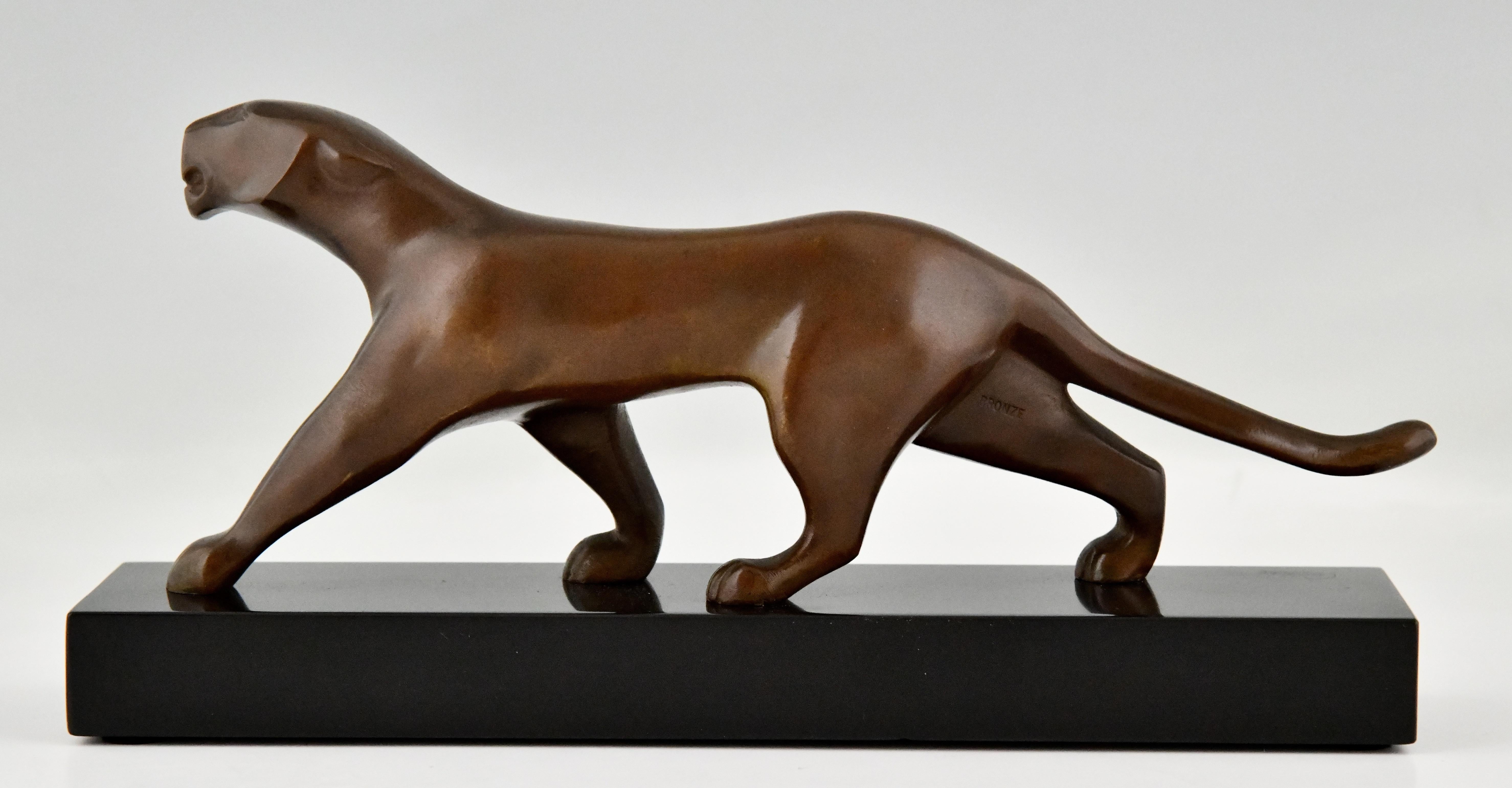 Art Deco Bronze Sculpture of a Panther Signed by Michel Decoux, 1930 1