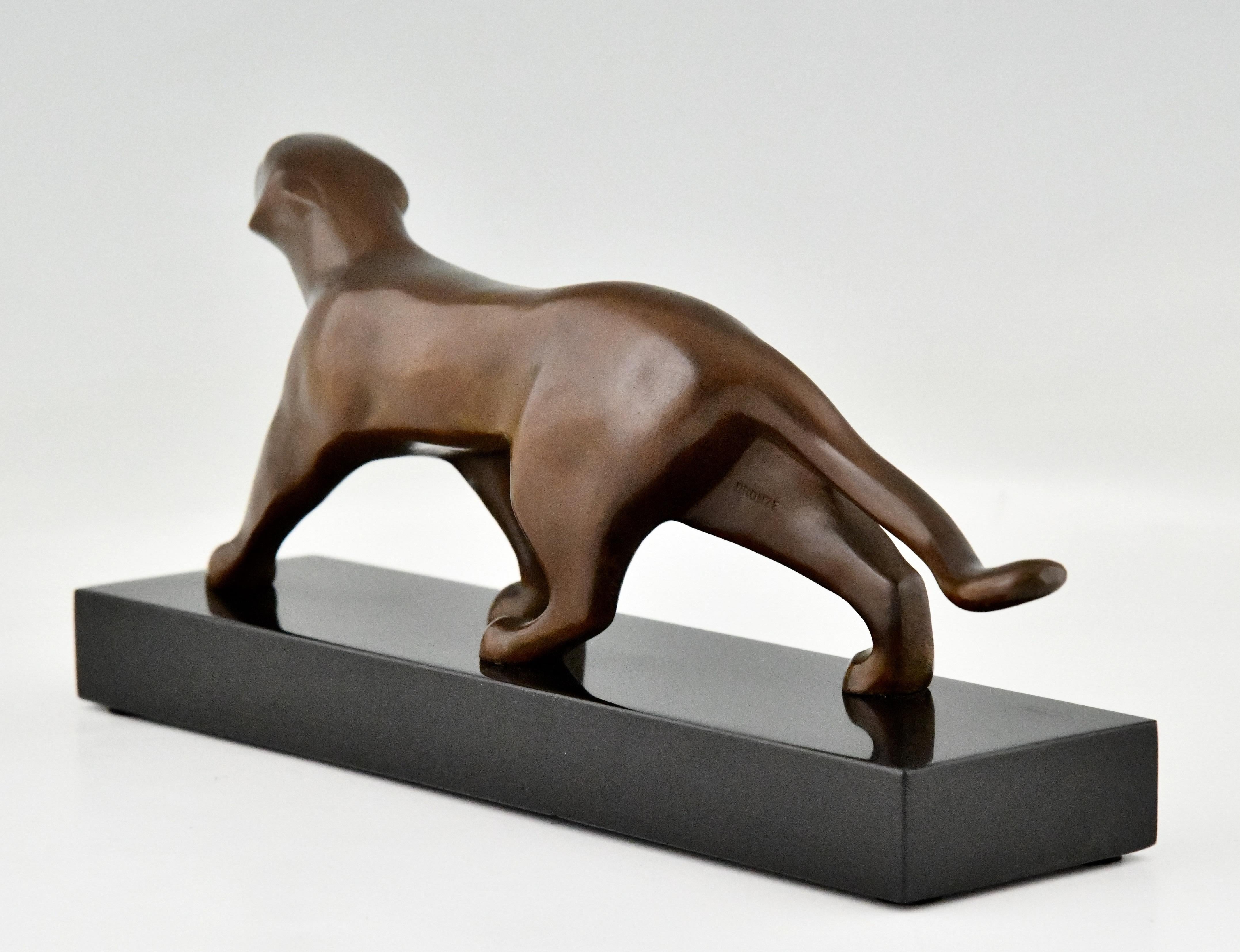 Art Deco Bronze Sculpture of a Panther Signed by Michel Decoux, 1930 2