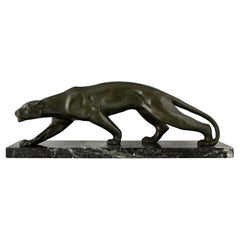 Art Deco Bronze Sculpture of a Panther Signed by Secondo, France, 1930