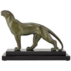 Art Deco Bronze Sculpture of a Panther Soleau, France, 1925