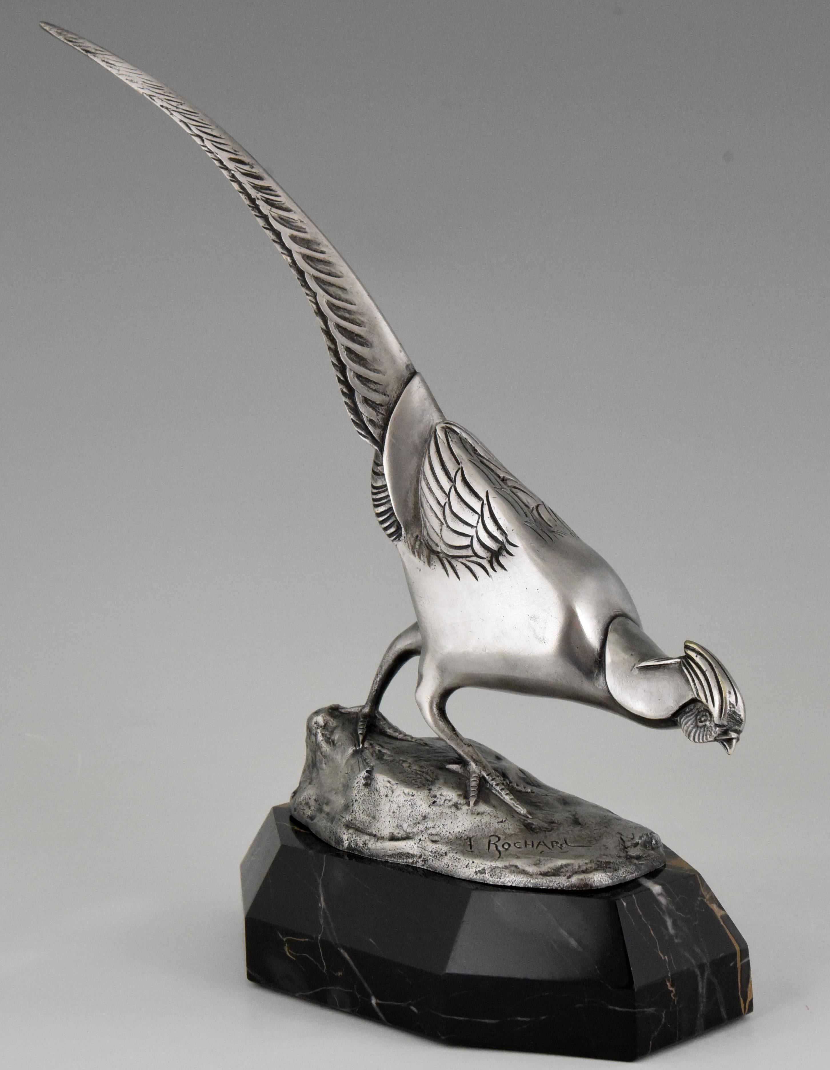 French Art Deco Bronze Sculpture of a Pheasant Irenée Rochard 1920 France