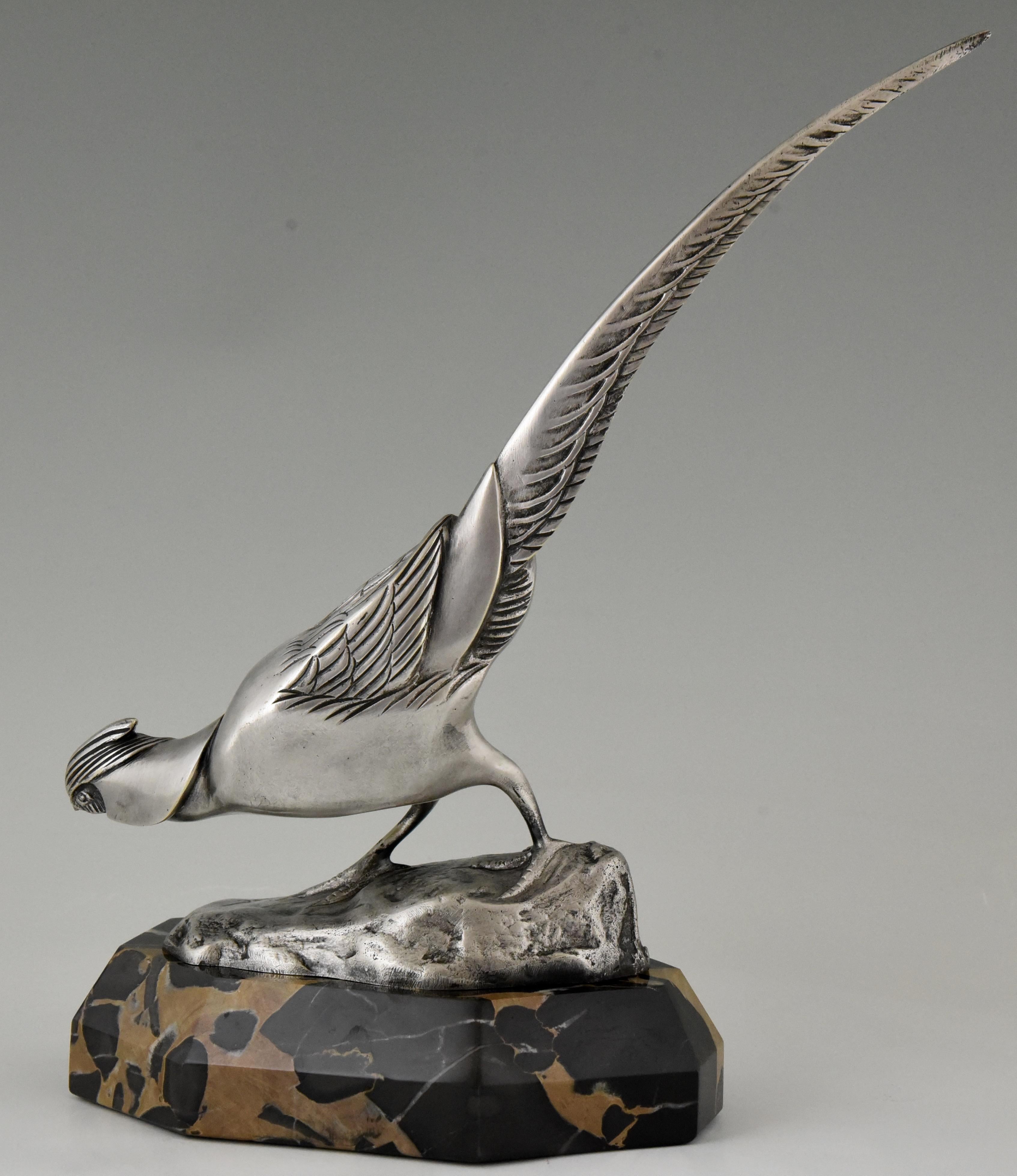 Early 20th Century Art Deco Bronze Sculpture of a Pheasant Irenée Rochard 1920 France