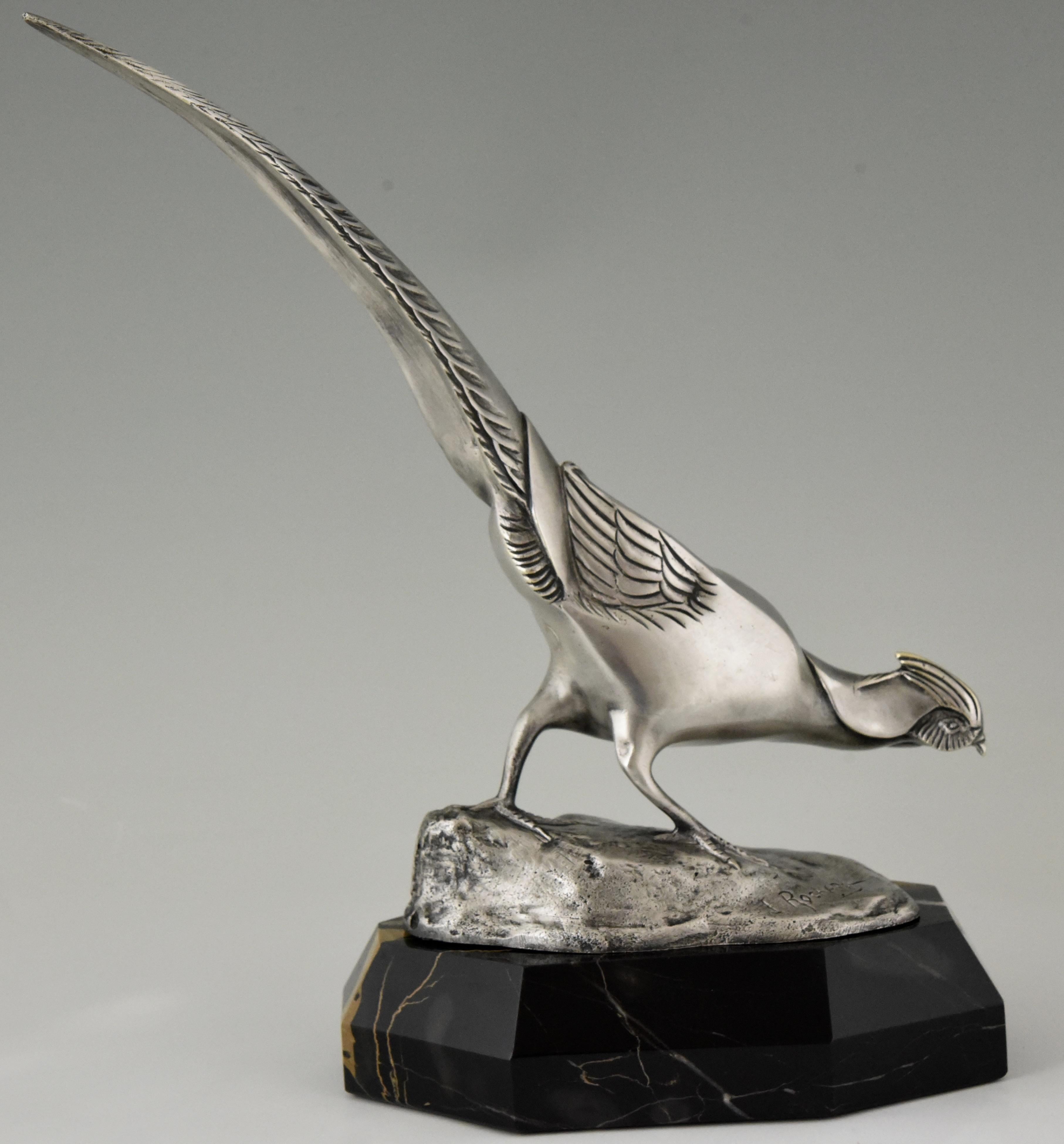 Art Deco Bronze Sculpture of a Pheasant Irenée Rochard 1920 France 2