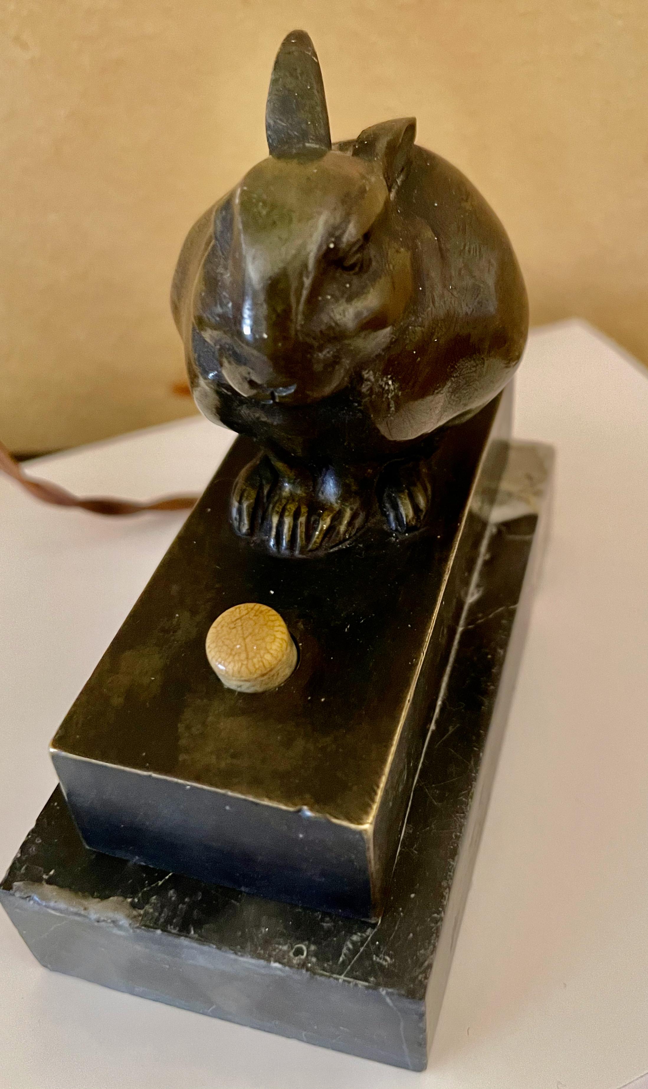 Art Deco Bronze Sculpture of a Rabbit by Edouard Marcel Sandoz, 1920-1930 French In Good Condition In Oakland, CA