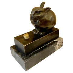 Art Deco Bronze Sculpture of a Rabbit by Edouard Marcel Sandoz, 1920-1930 French
