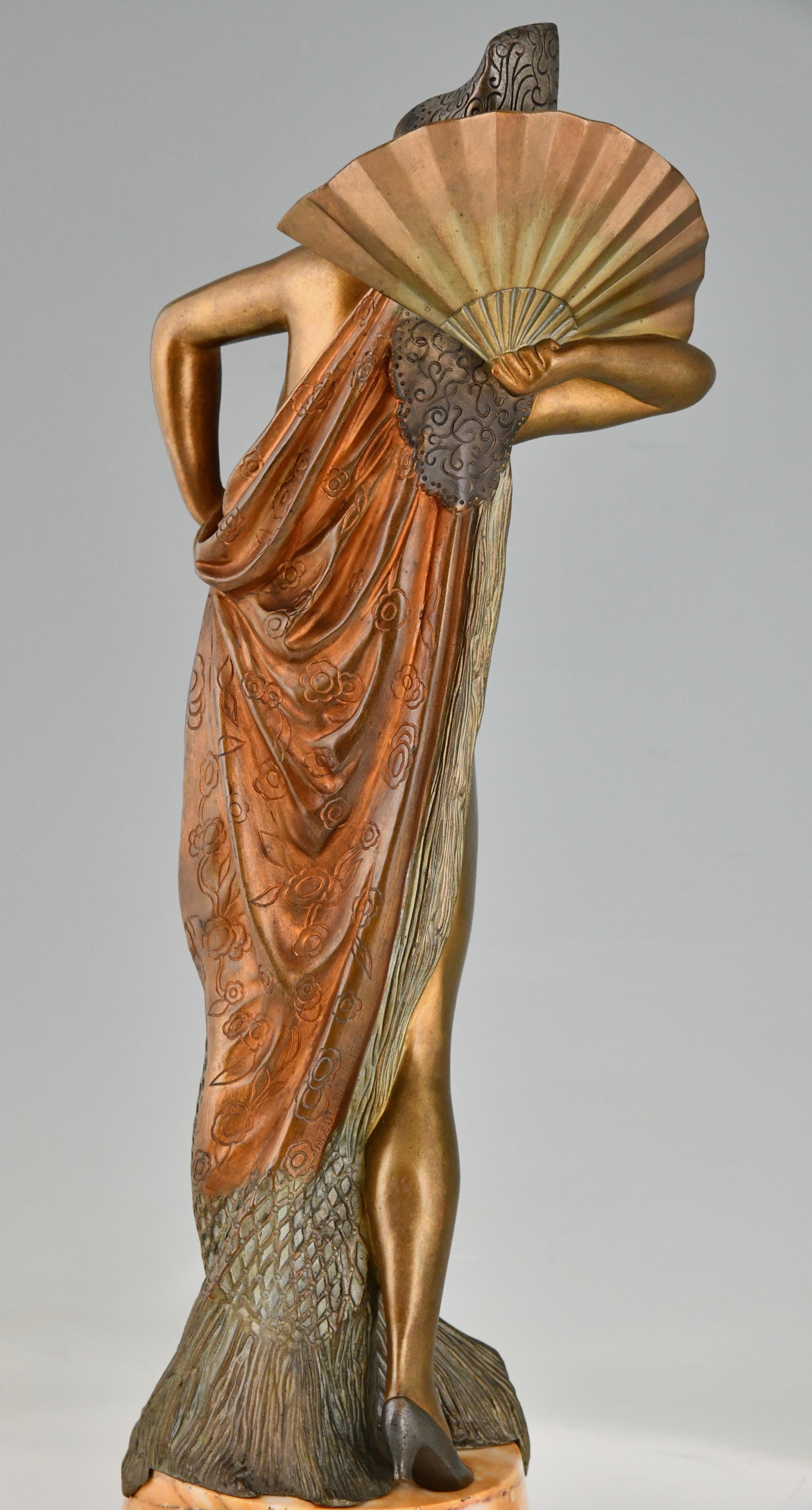 Sculpture en bronze Art déco d'une danseuse espagnole par Maurice Guiraud Rivière 1925 en vente 3