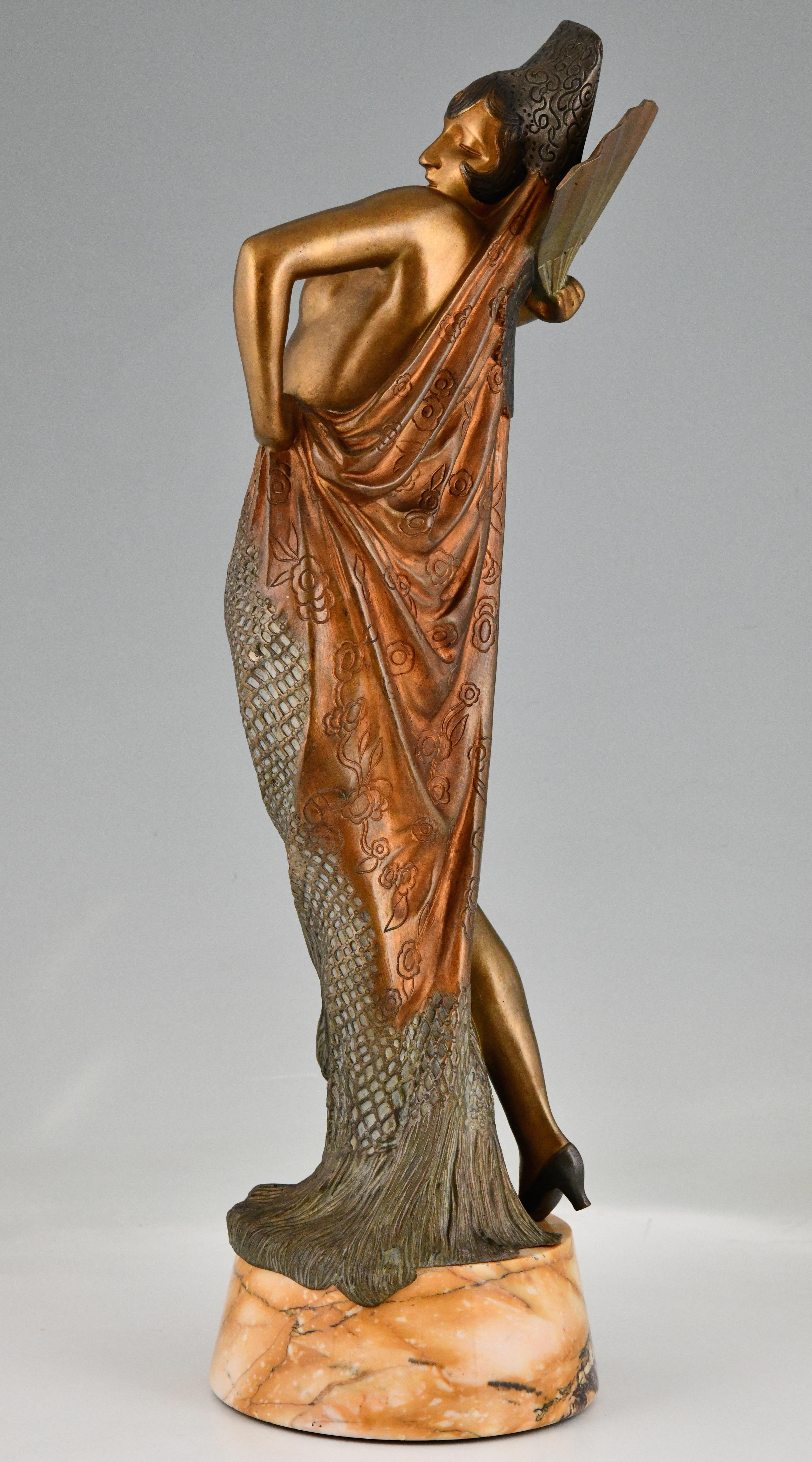 French Art Deco Bronze Sculpture of a Spanish Dancer by Maurice Guiraud Rivière 1925 For Sale