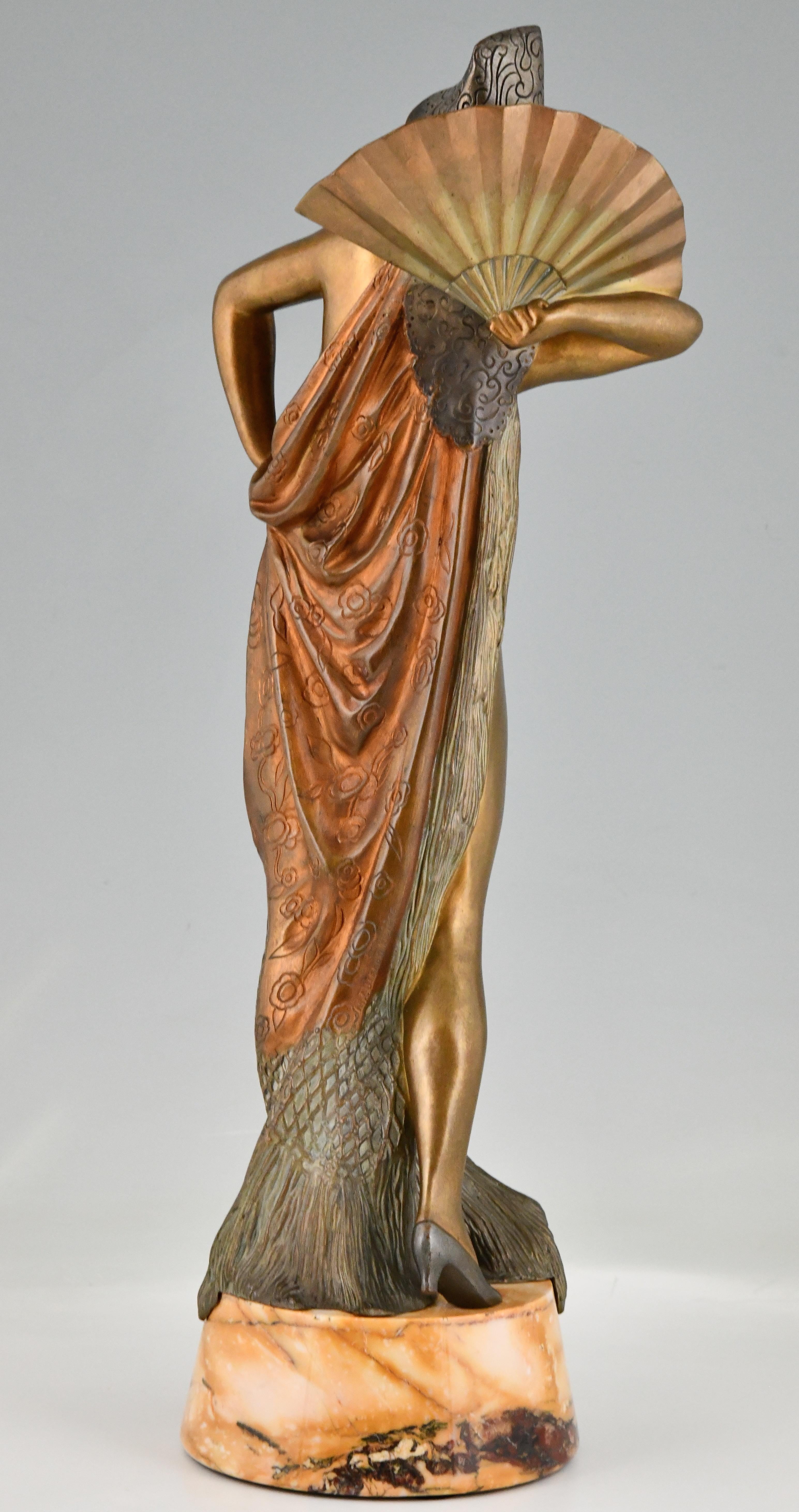 Patinated Art Deco Bronze Sculpture of a Spanish Dancer by Maurice Guiraud Rivière 1925 For Sale