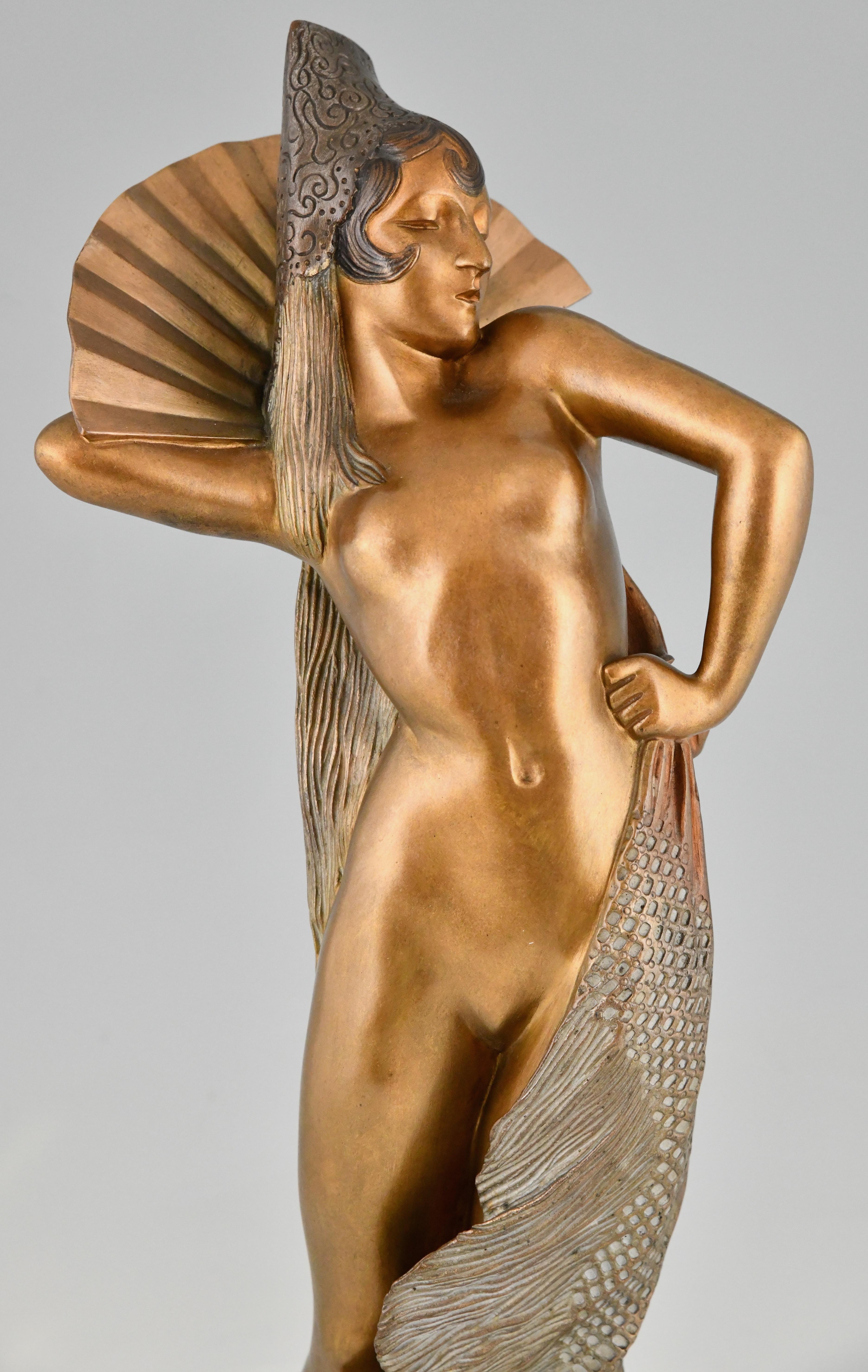 Art-Déco-Bronzeskulptur einer spanischen Tänzerin von Maurice Guiraud Rivière 1925 im Angebot 1