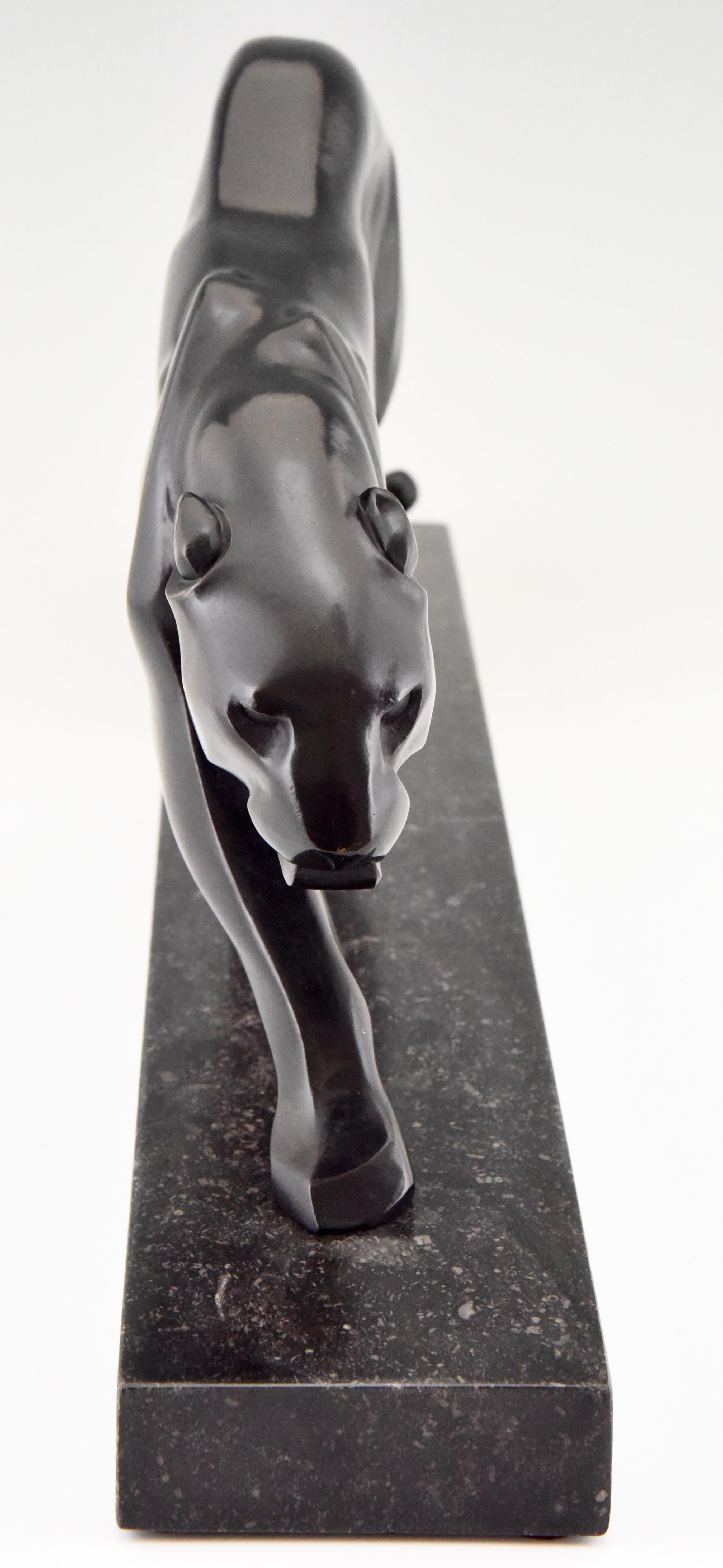 French Art Deco Bronze Sculpture of a Walking Panther Maurice Prost Susse Freres, 1925