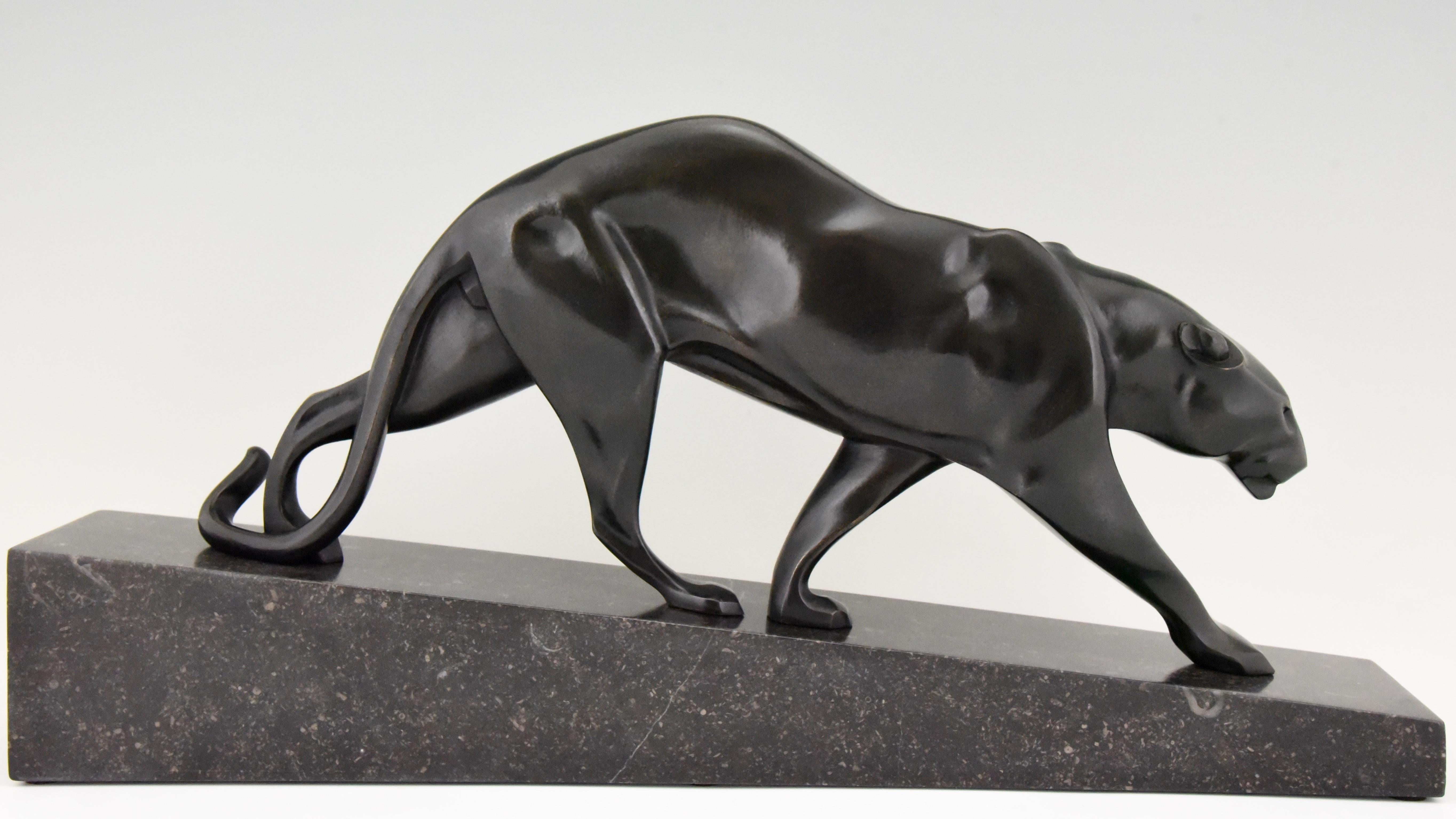 Art Deco Bronze Sculpture of a Walking Panther Maurice Prost Susse Freres, 1925 In Good Condition In Antwerp, BE