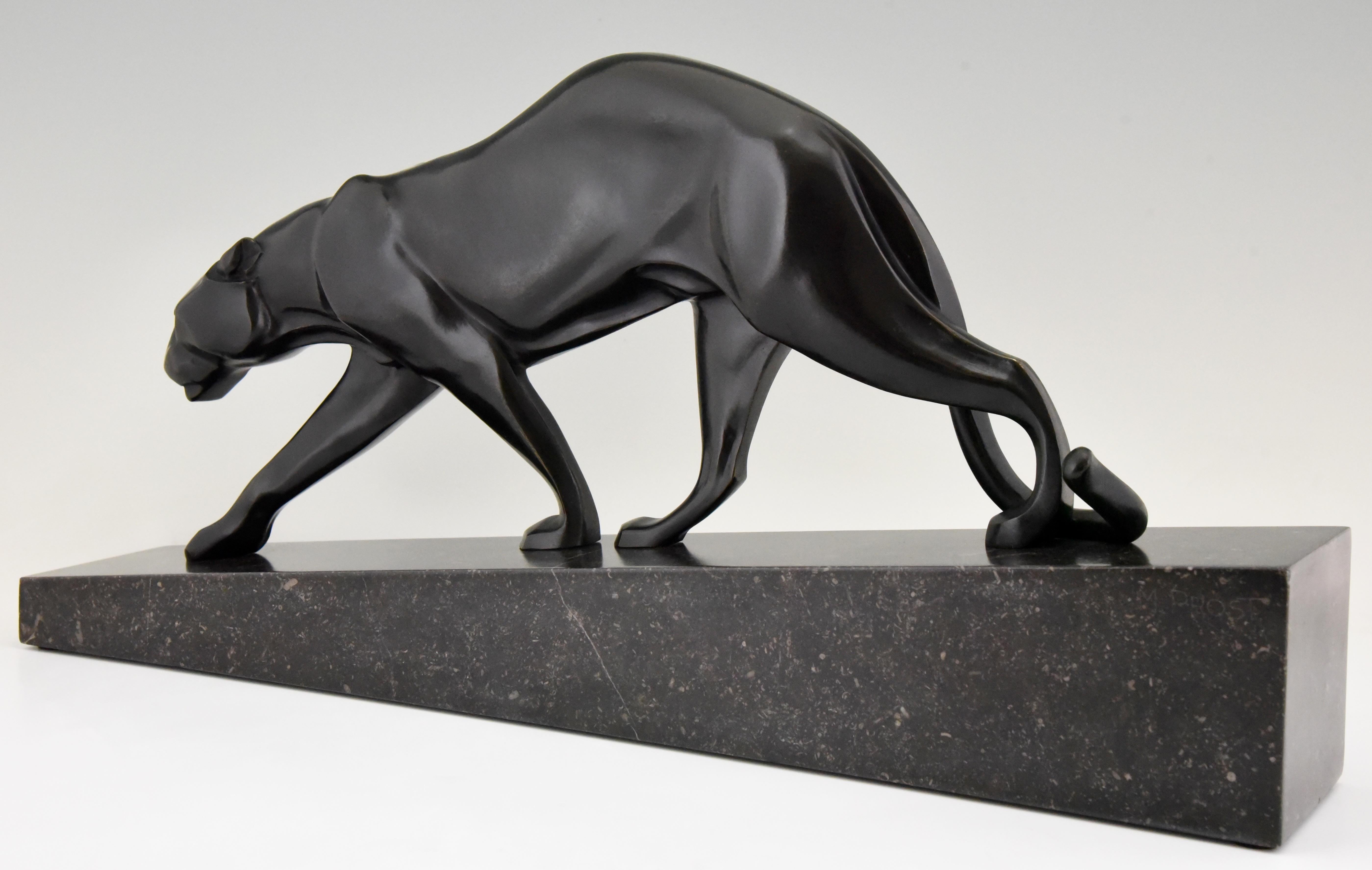 Art Deco Bronze Sculpture of a Walking Panther Maurice Prost Susse Freres, 1925 2