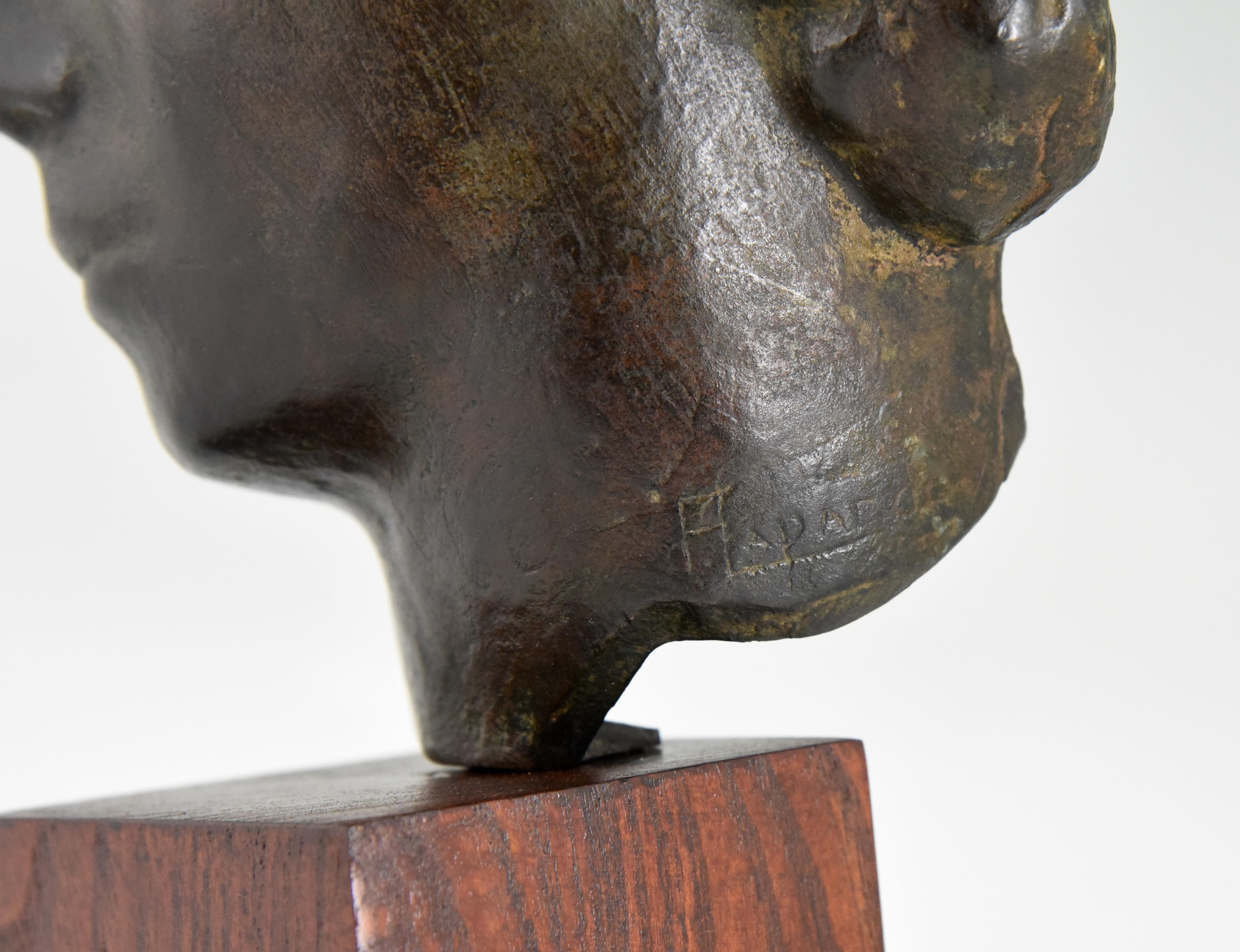 Art Deco Bronze Sculpture of a Woman's Face Francisque Lapandery, 1925 2