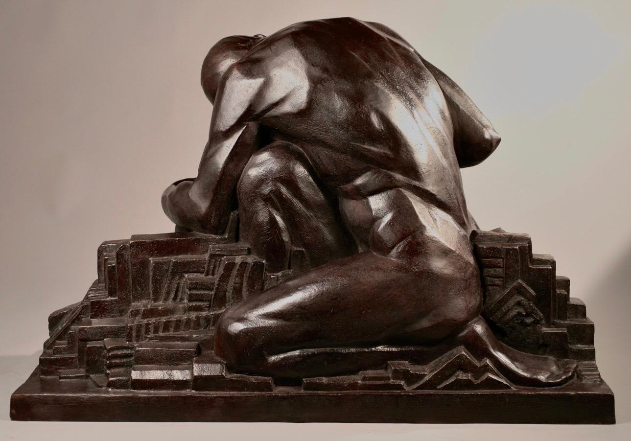 Cast Art Deco Bronze Sculpture of Adam and Eve by Lee Lawrie, signed LAWRIE 25 For Sale