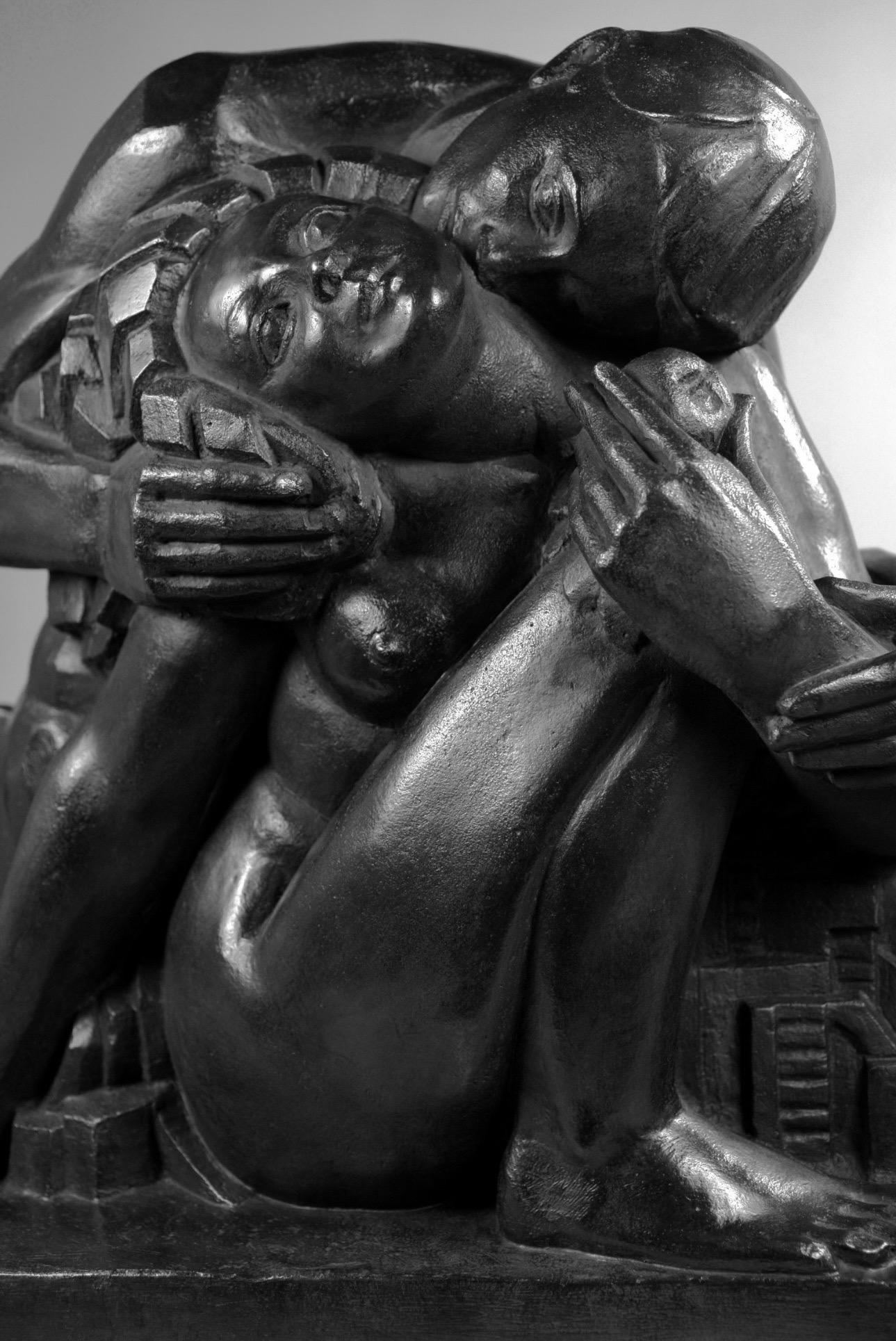 Early 20th Century Art Deco Bronze Sculpture of Adam and Eve by Lee Lawrie, signed LAWRIE 25 For Sale