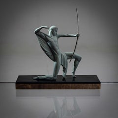 Art Deco Bronze Sculpture of an Archer by Michel Decoux (1837-1924), France.