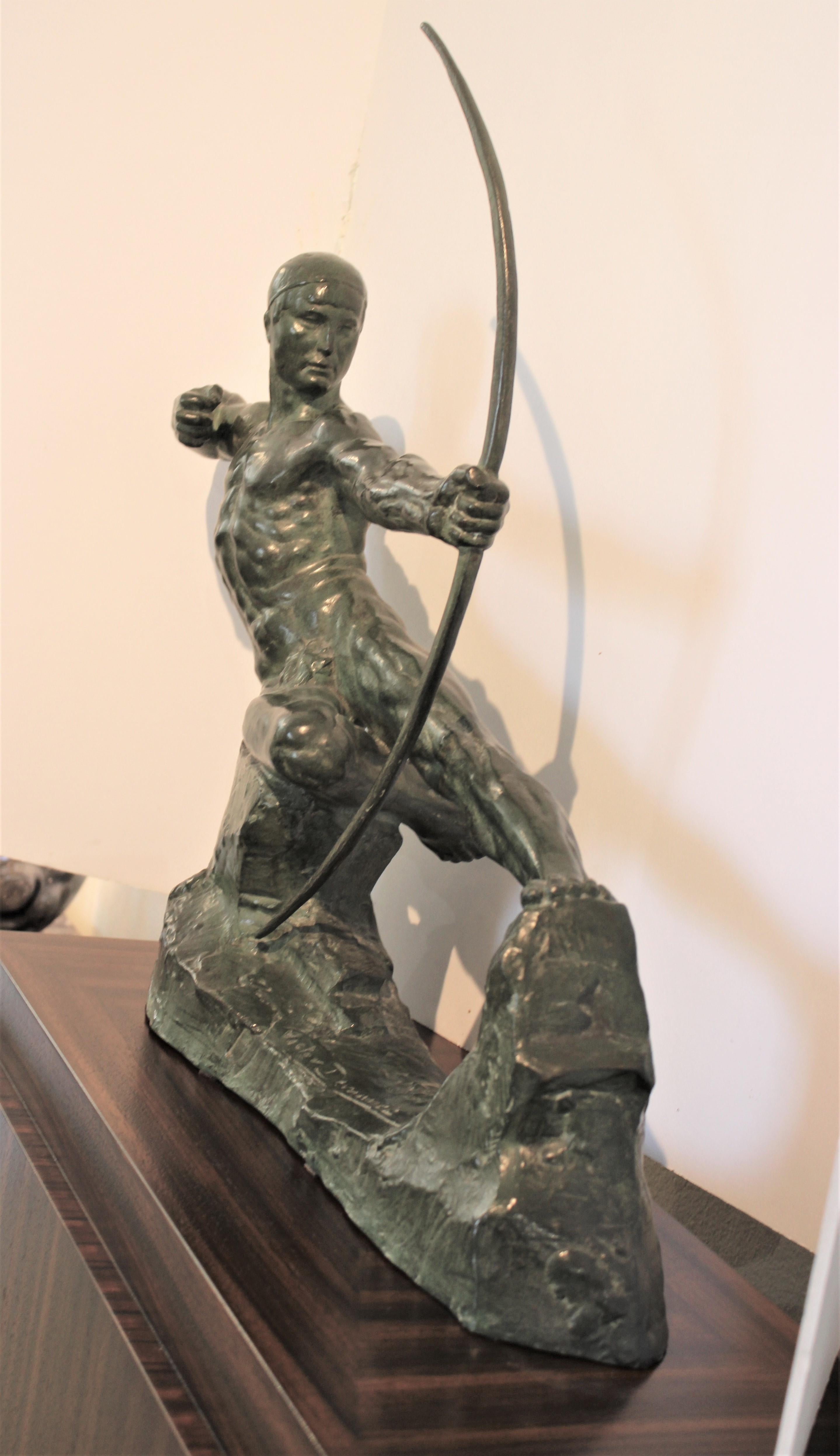 Art Deco Bronze Sculpture of an Archer by Victor Demanet  10