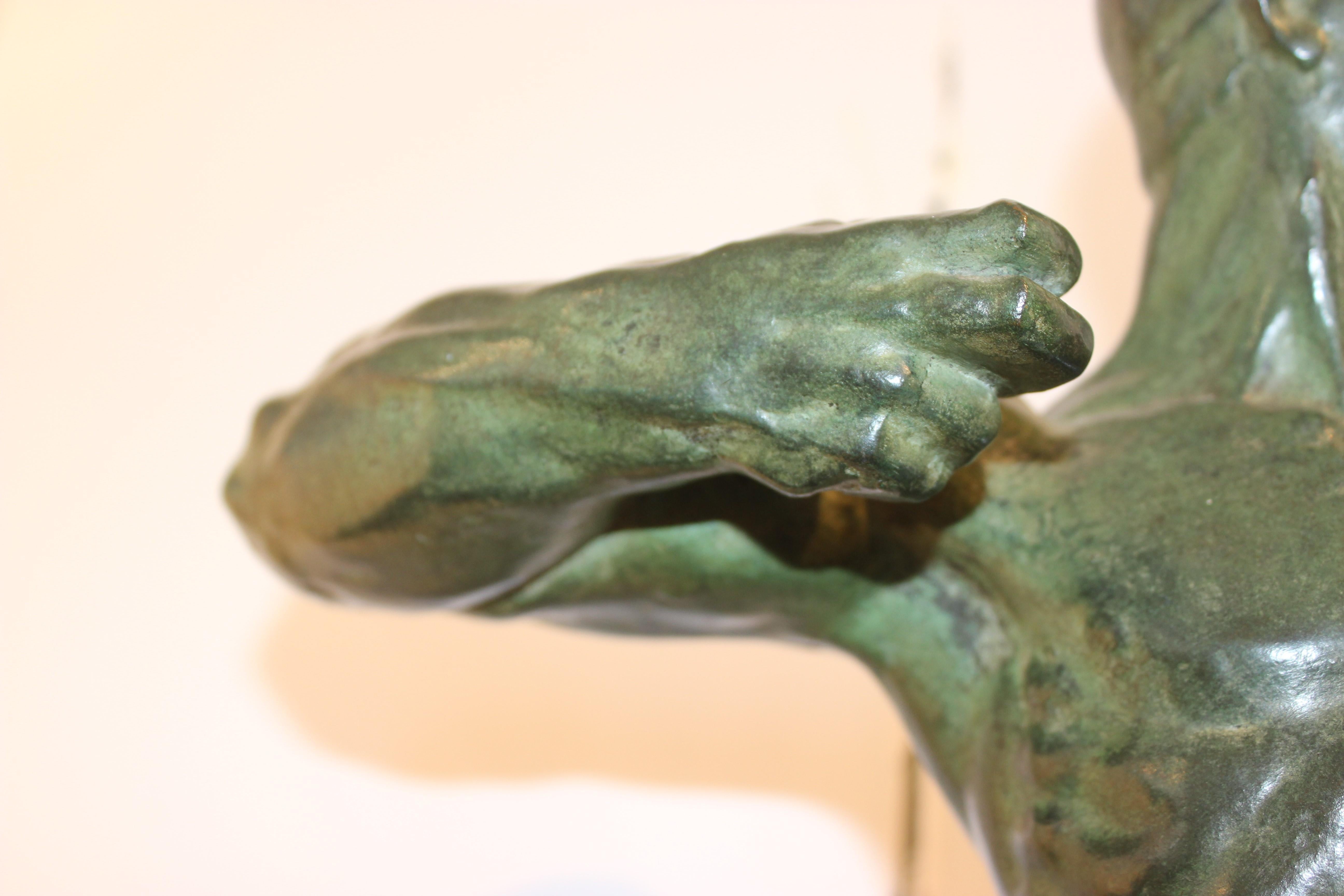 Cast Art Deco Bronze Sculpture of an Archer by Victor Demanet 