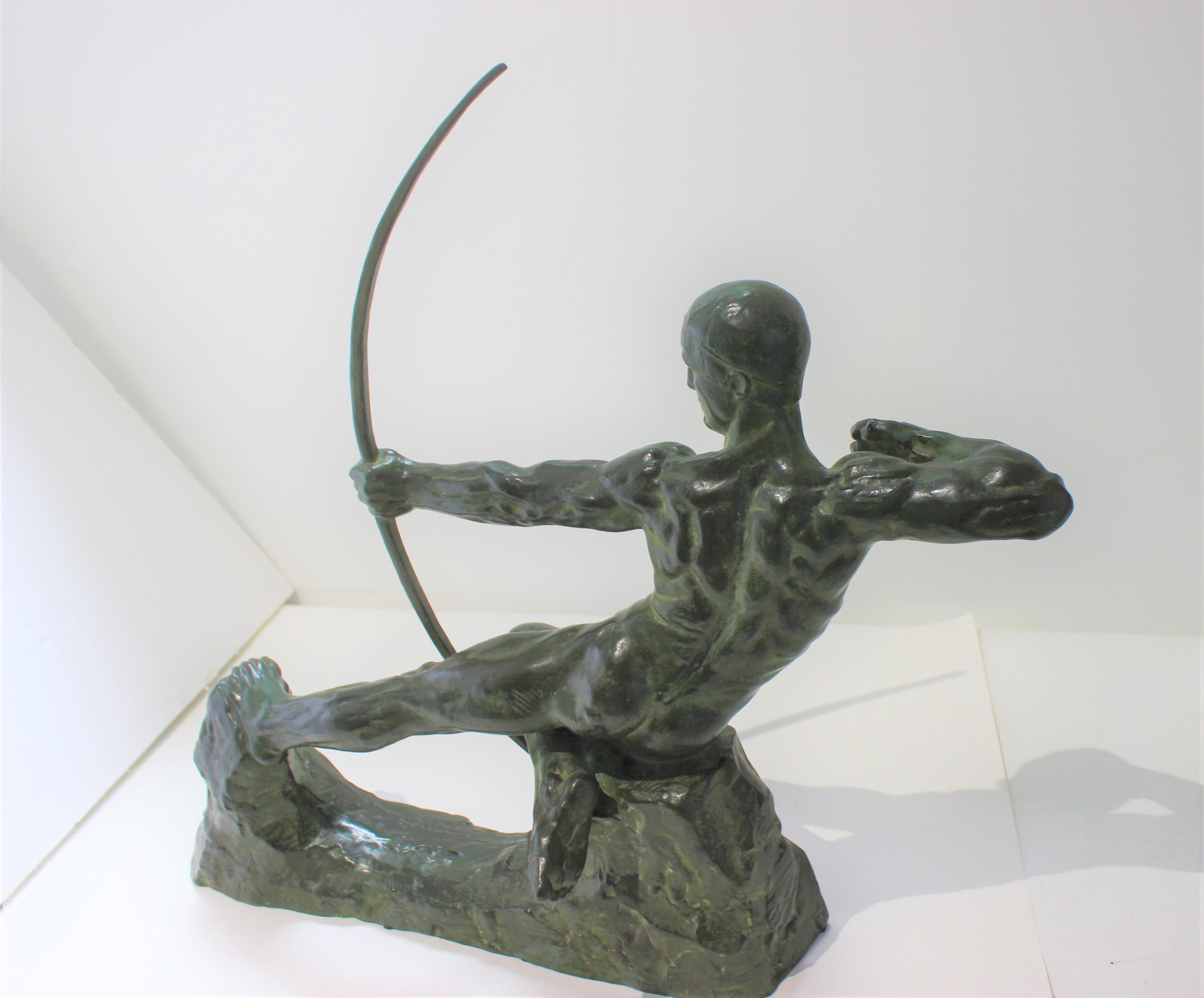20th Century Art Deco Bronze Sculpture of an Archer by Victor Demanet 