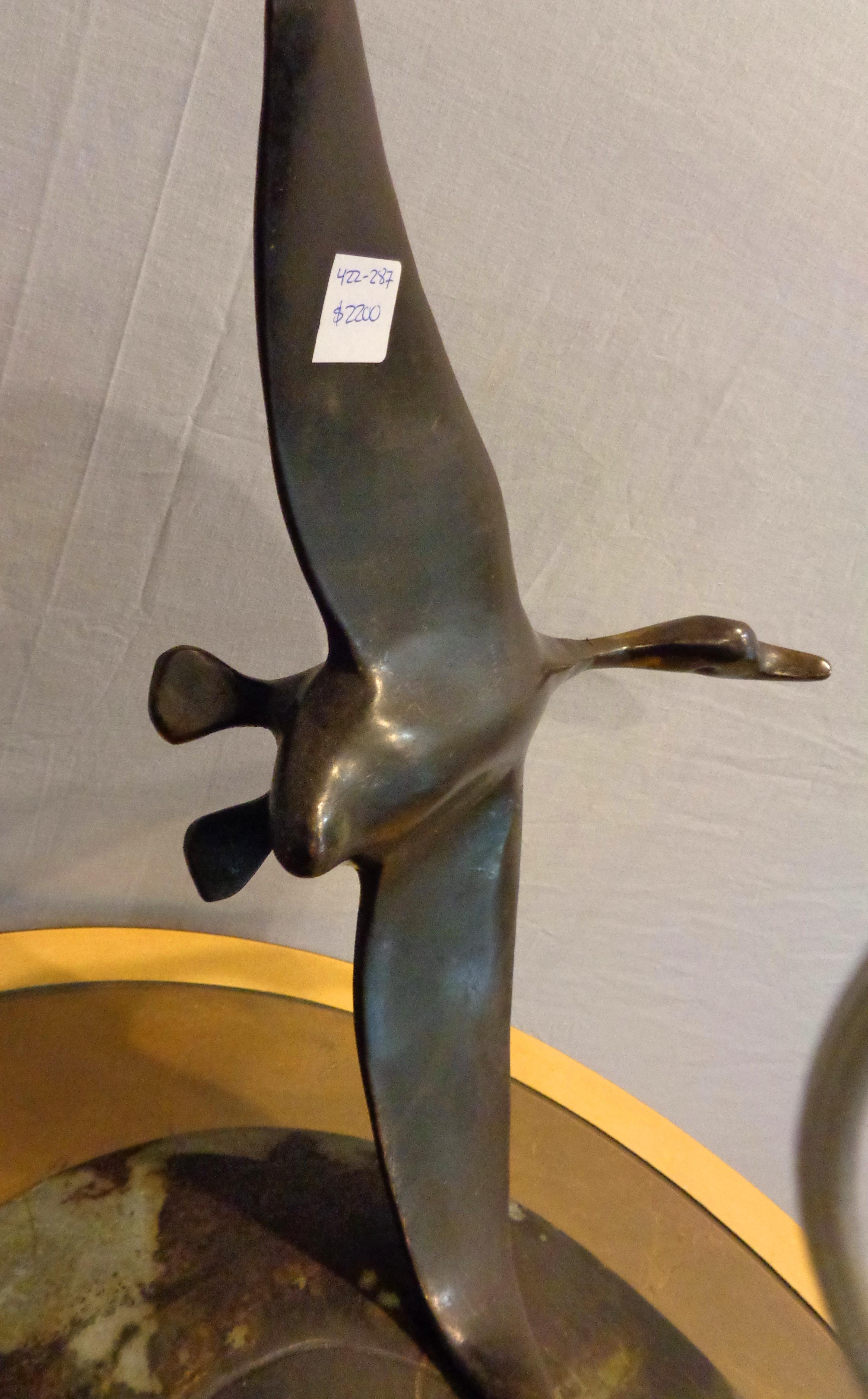 Art Deco Bronze Sculpture of Flying Geese on an Adjustable Base In Good Condition In Stamford, CT