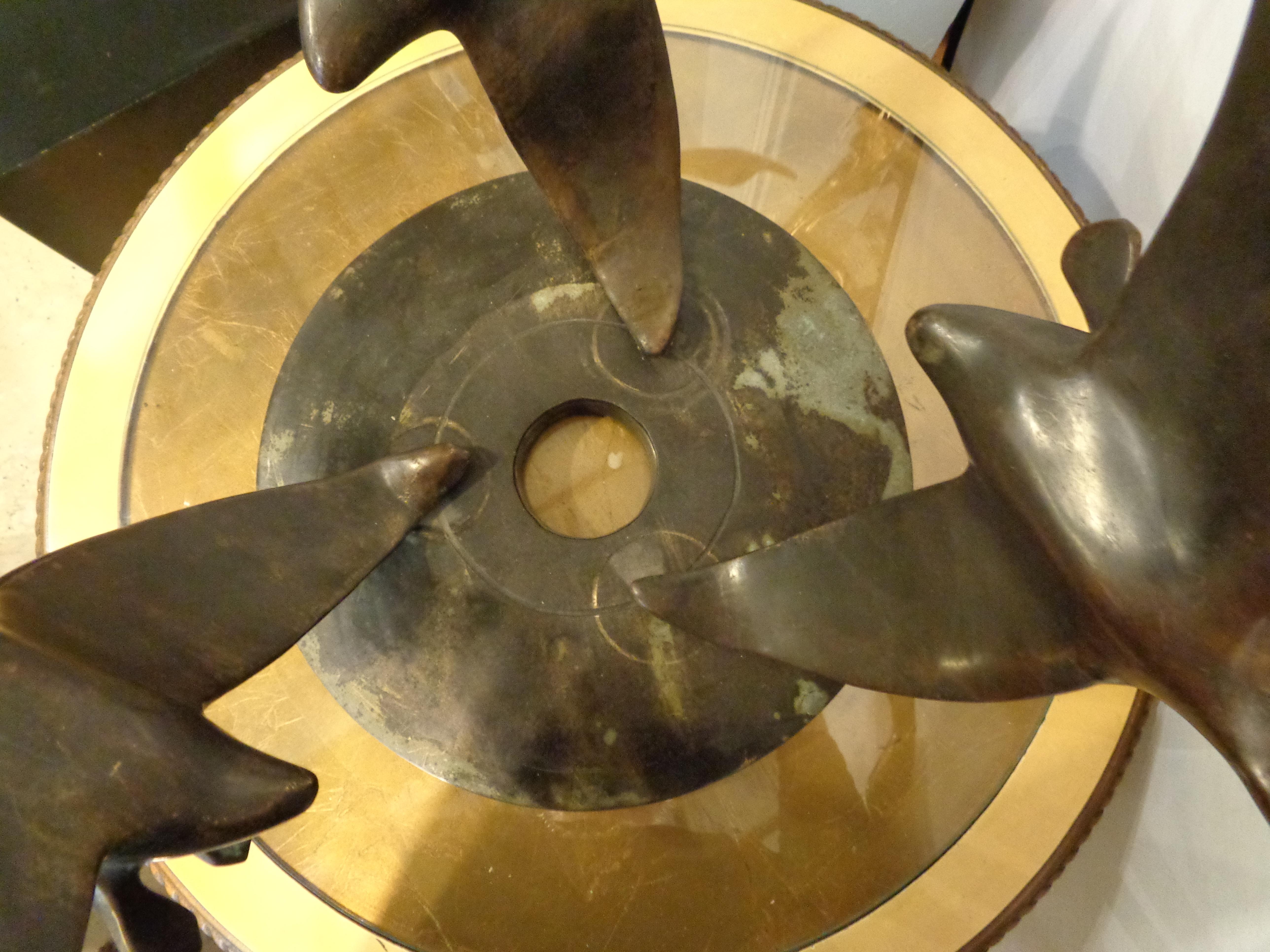 20th Century Art Deco Bronze Sculpture of Flying Geese on an Adjustable Base
