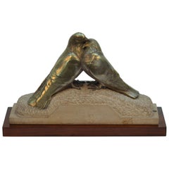 Art Deco Bronze Sculpture of Pair of Doves by Pierre Alexandre Morlon