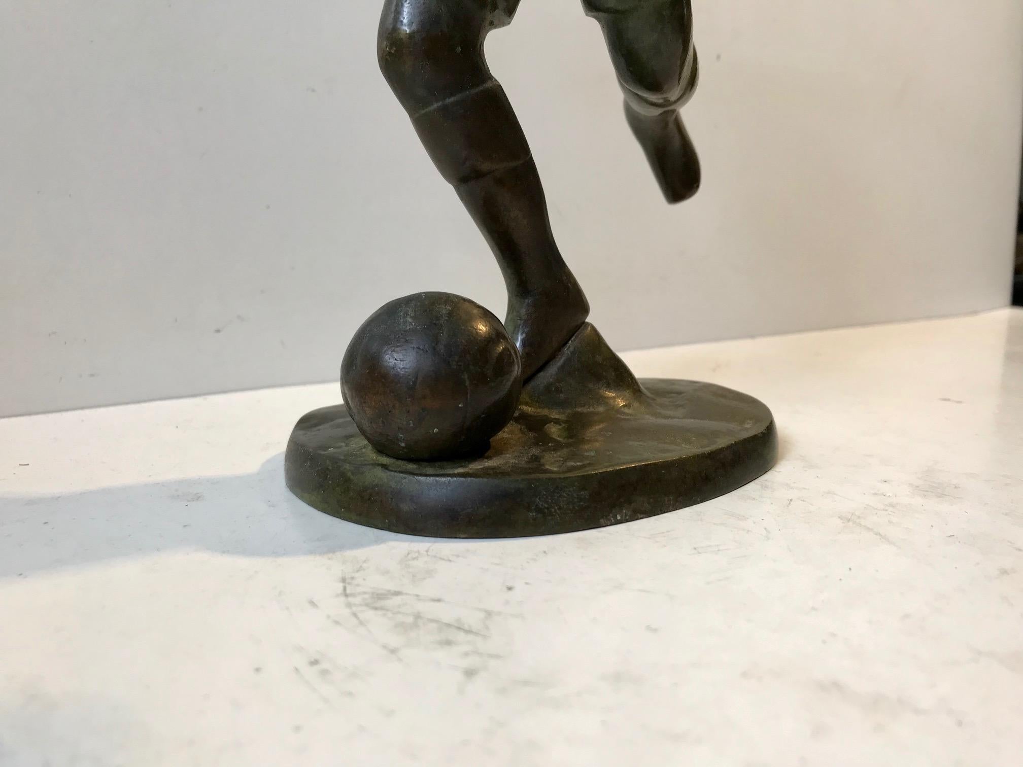 Art Deco Bronze Sculpture of Soccer Player, 1930s, Scandinavia 7