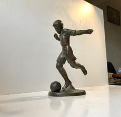 Art Deco Bronze Sculpture of Soccer Player, 1930s, Scandinavia
